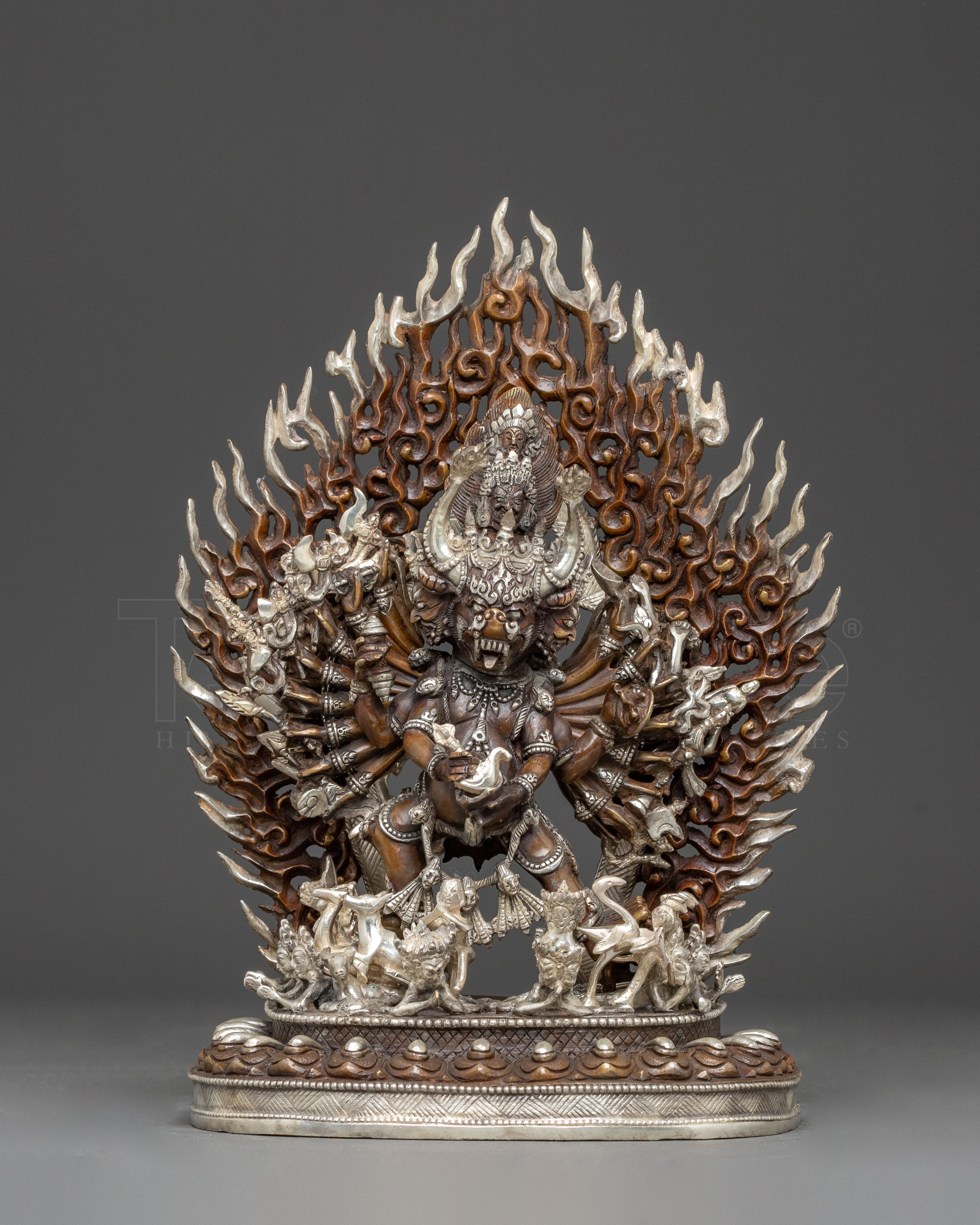 Handmade Yamantaka Golden Statue | Tibetan Buddhist Deity of Wisdom