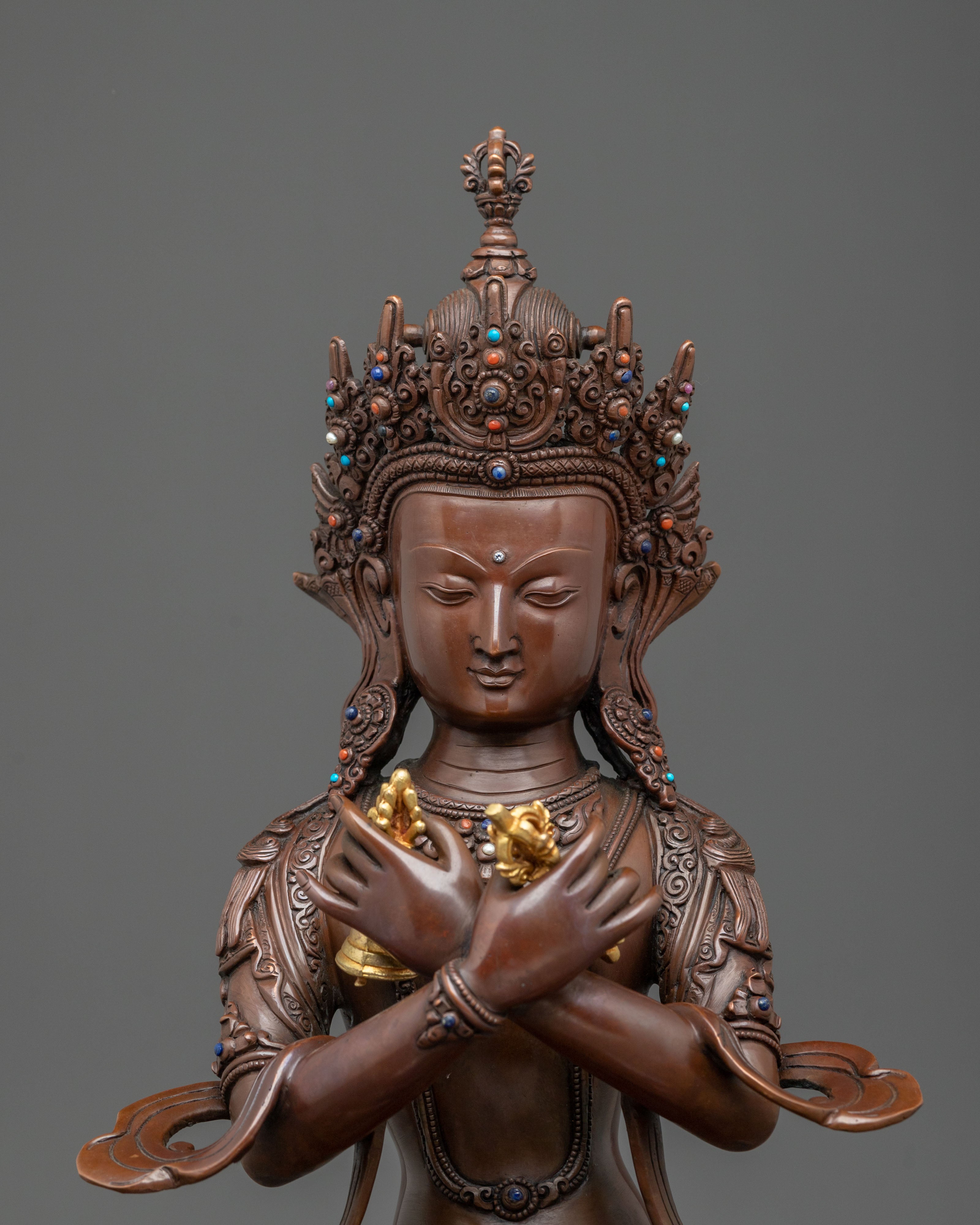 Sacred Vajradhara Sculpture: Primordial Buddha of Tantric Wisdom