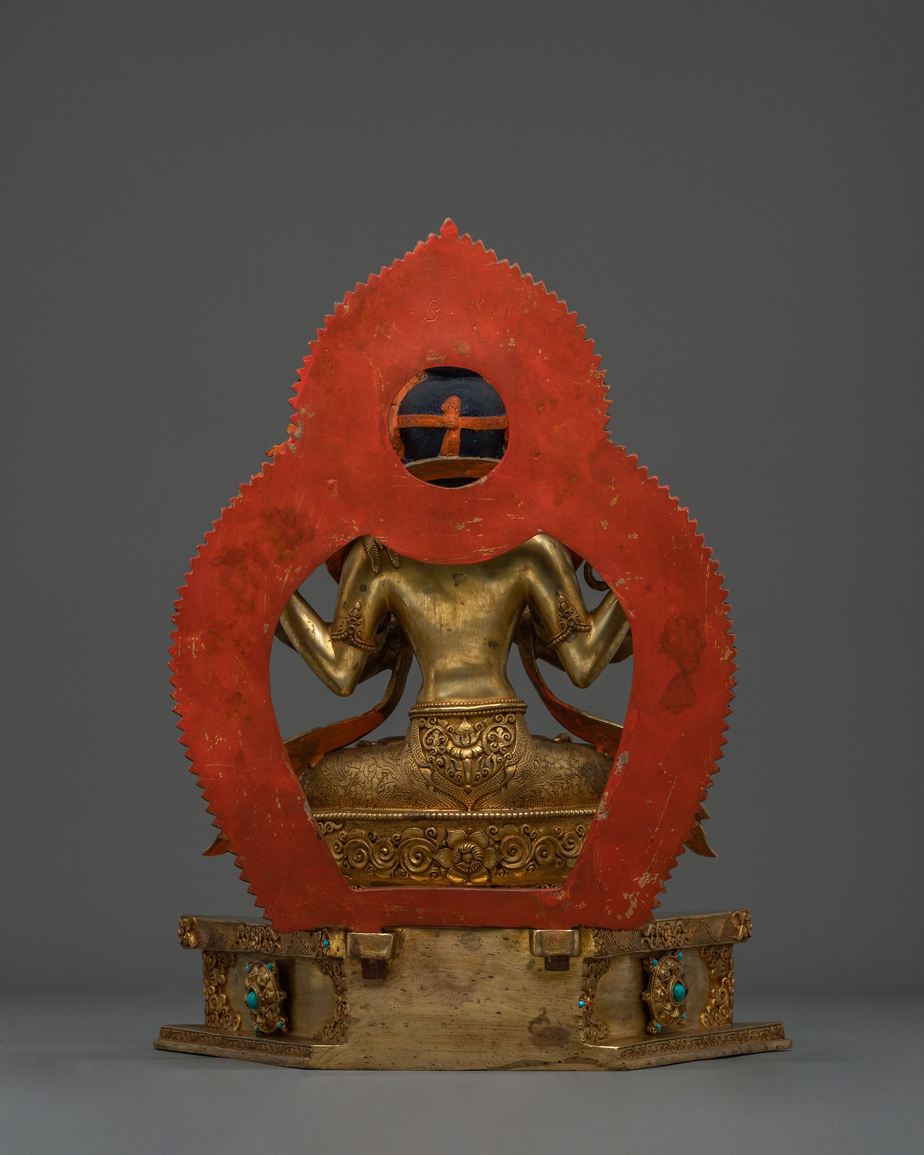 Chenrezig Fire Gold Gilded Statue | Buddhist Figurine