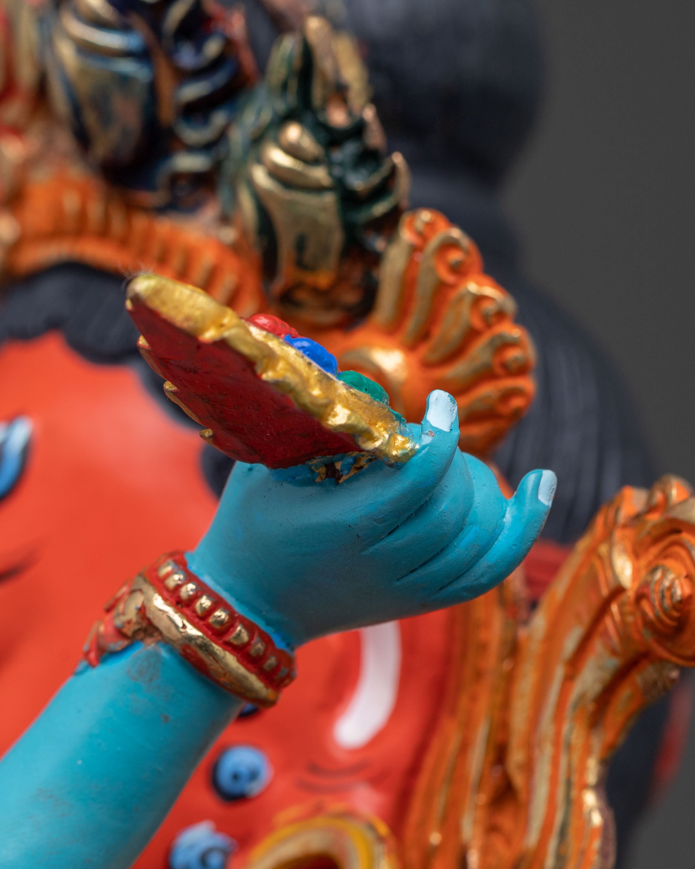 Red Dzambhala Sacred Idol | Buddhist Deity of Wealth and Abundance