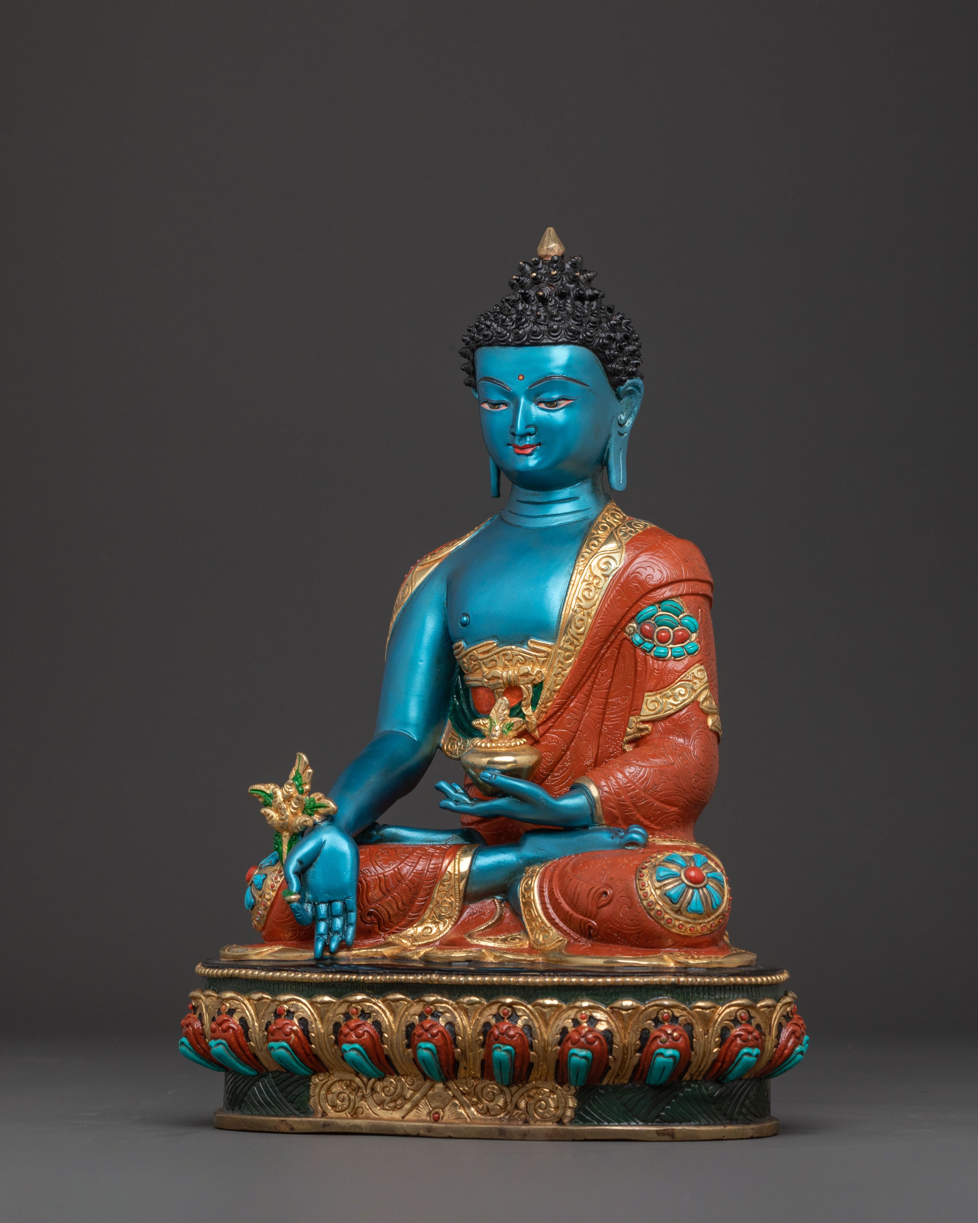 Medicine Buddha Handcrafted Sacred Statue | 24K Gold Gilded Statue