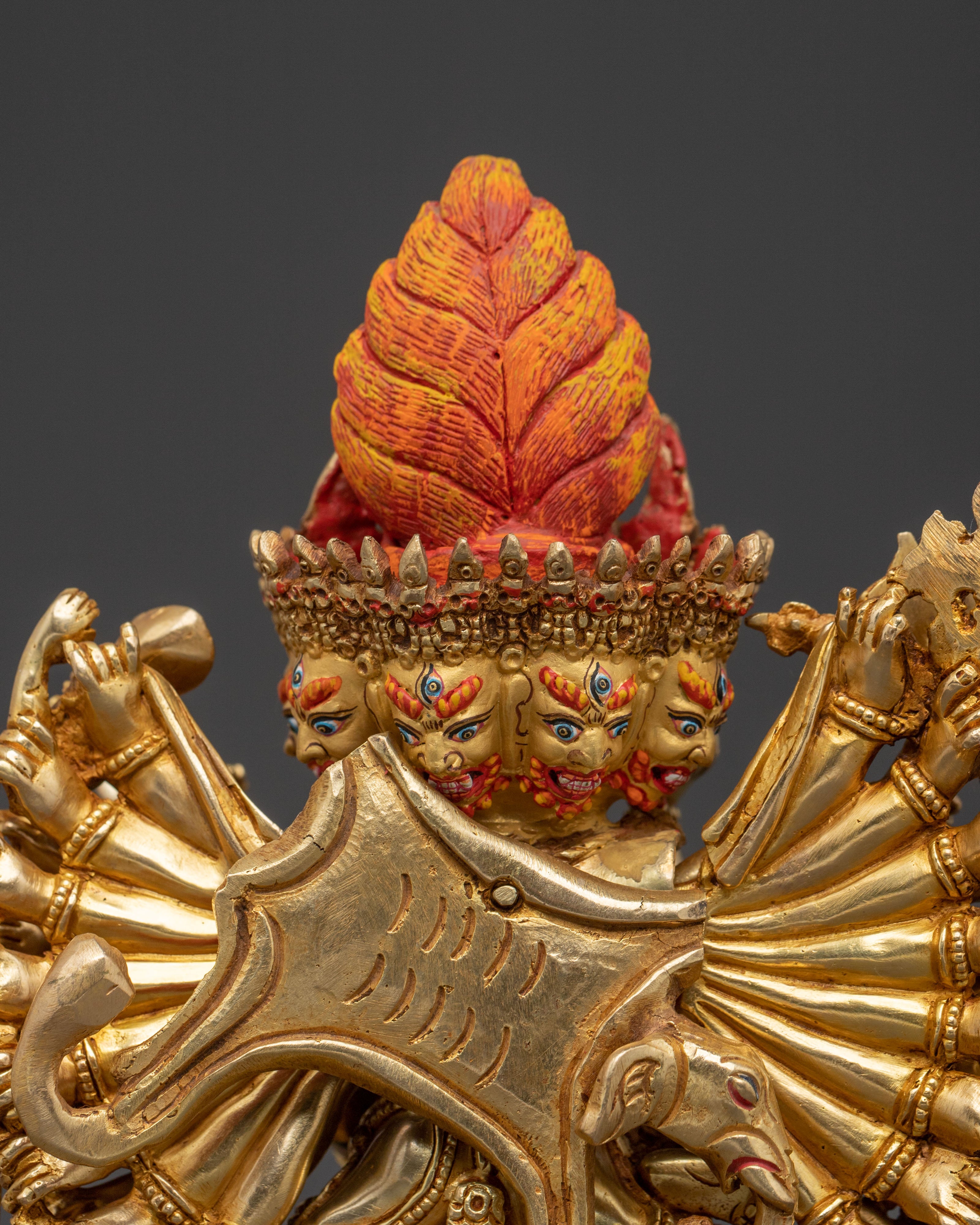 Yamantaka Buddhist Wrathful Deity Statue | 24K Gold Gilded