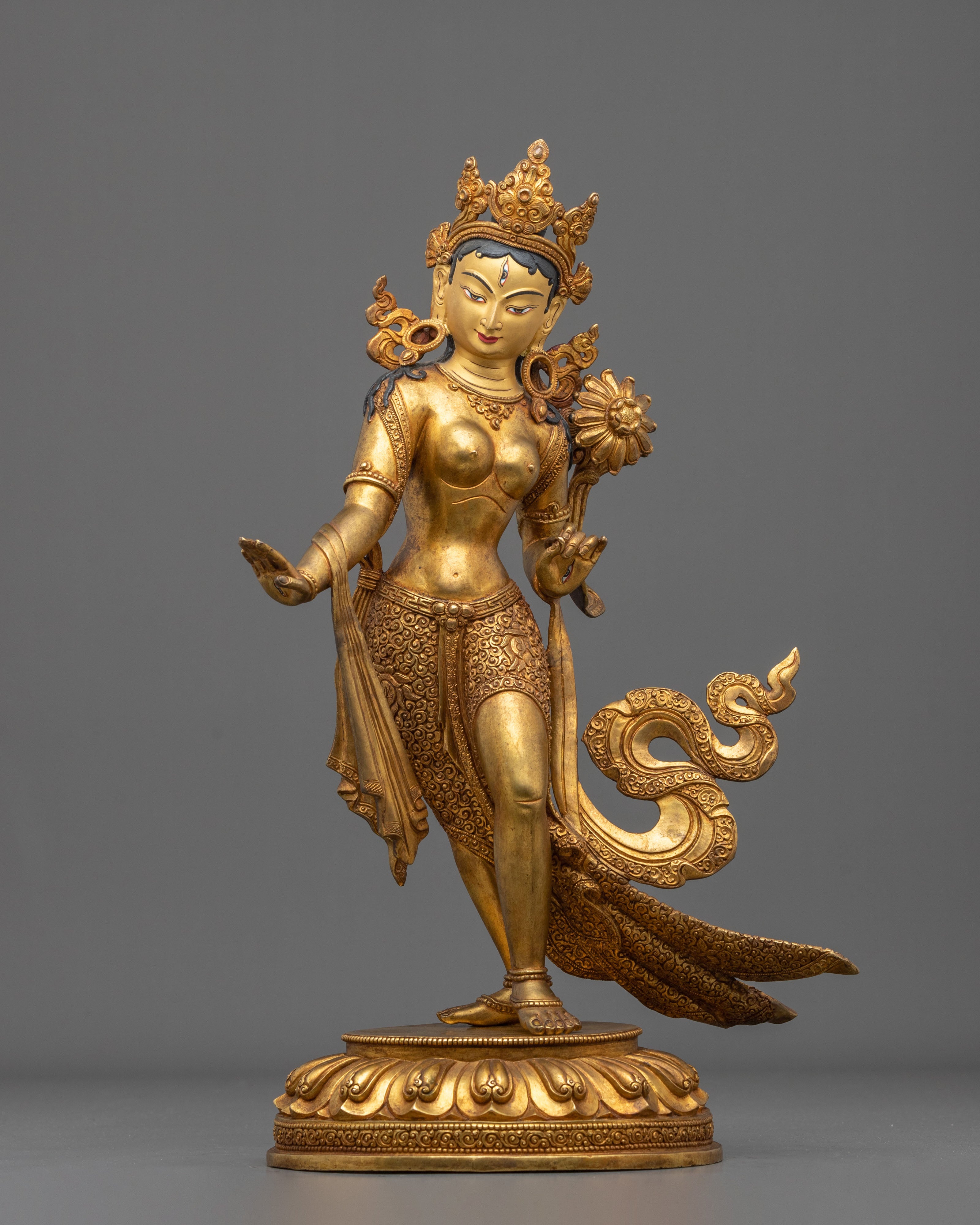 Radiant Handmade Standing Tara Sacred Sculpture