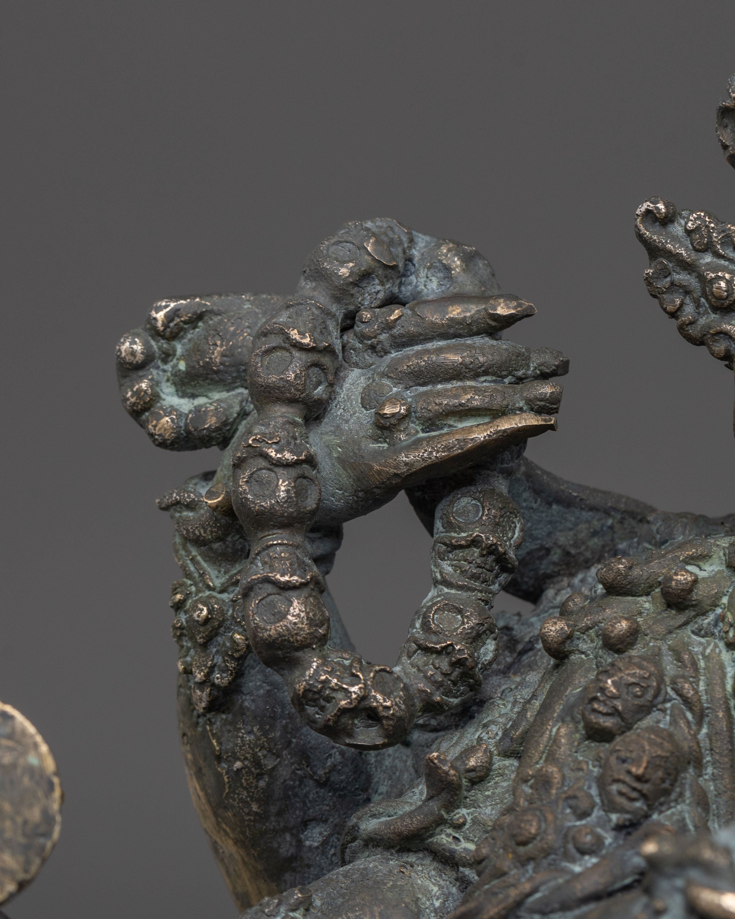 Six-Armed Mahakala Statue | Copper Figurine with Antique Finish