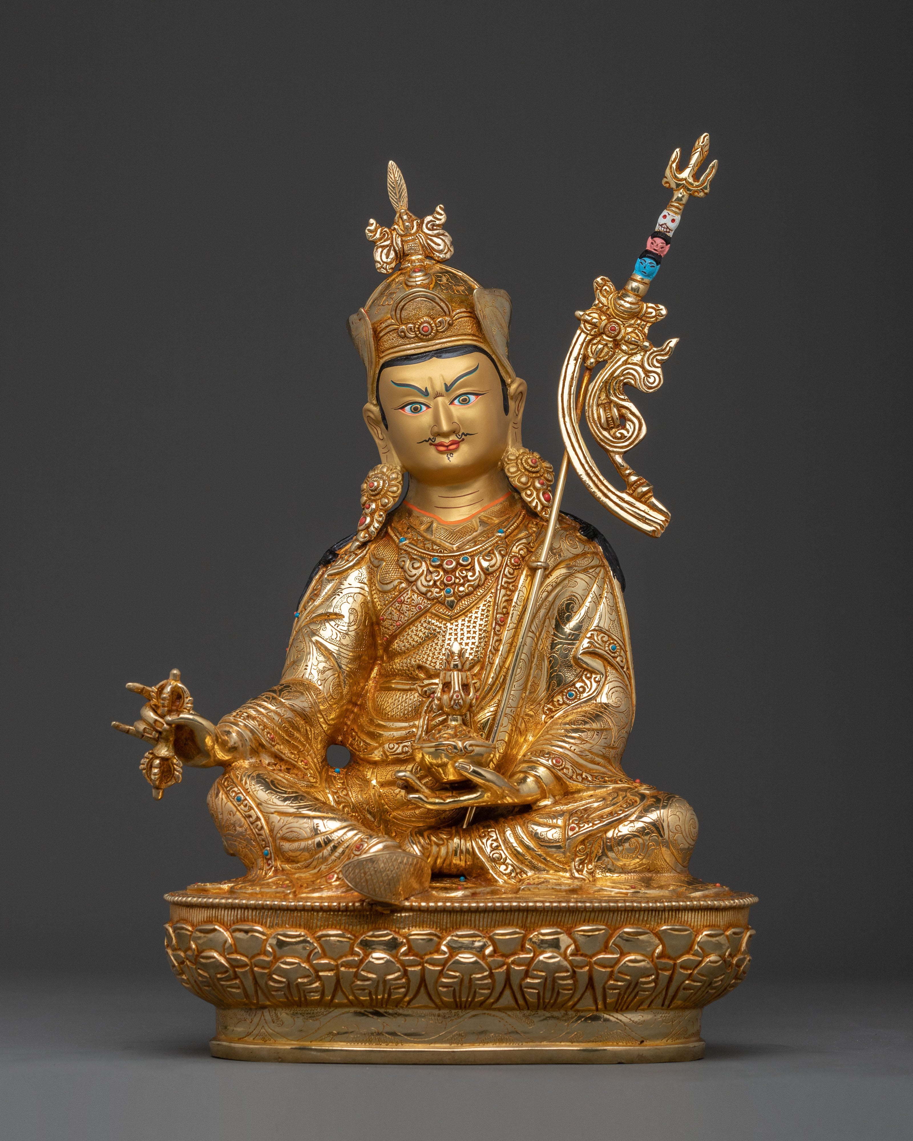 Guru Rinpoche 24K Gold Gilded Spiritual Statue
