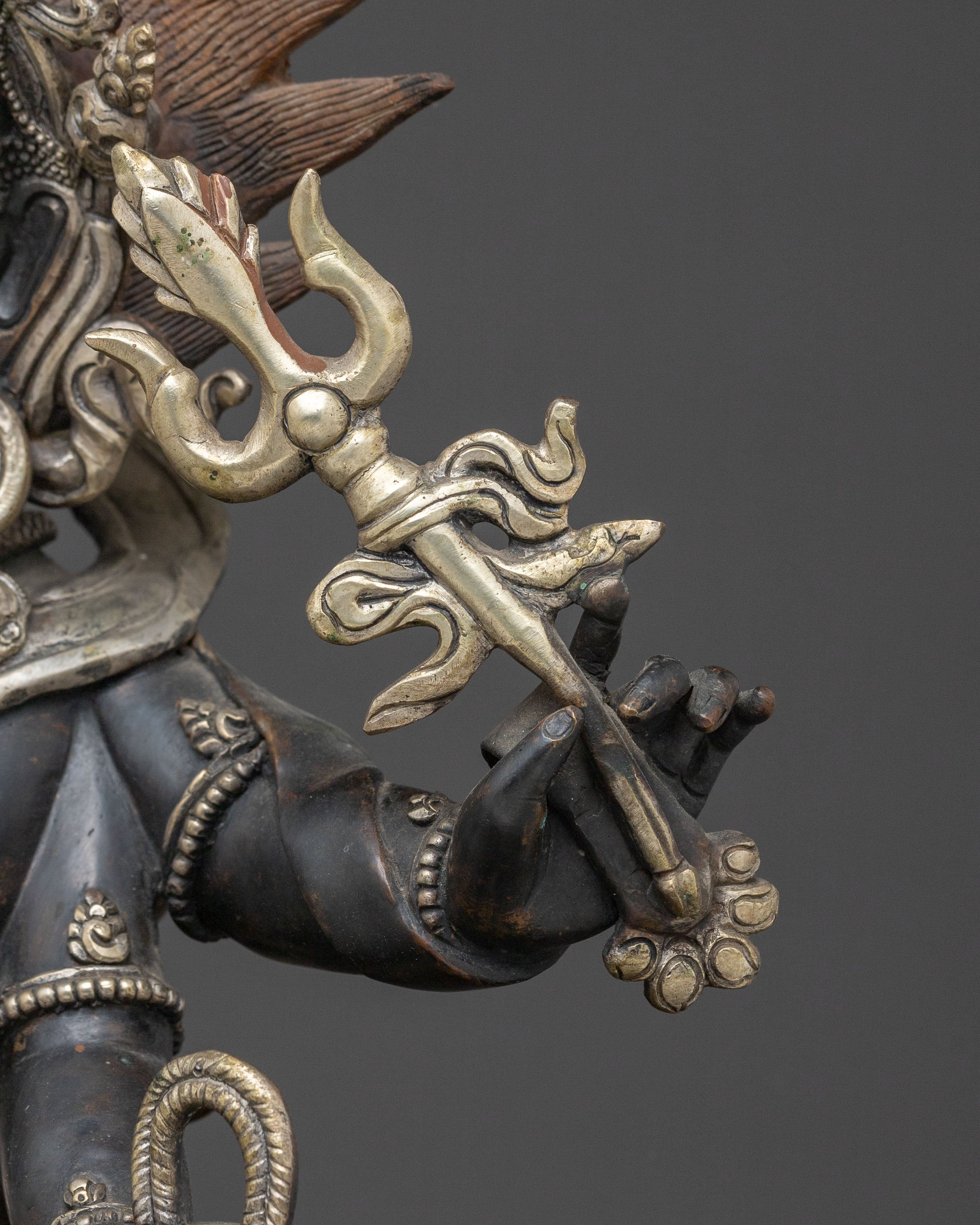 Six-Armed Mahakala Sacred Statue | Antique Finishing
