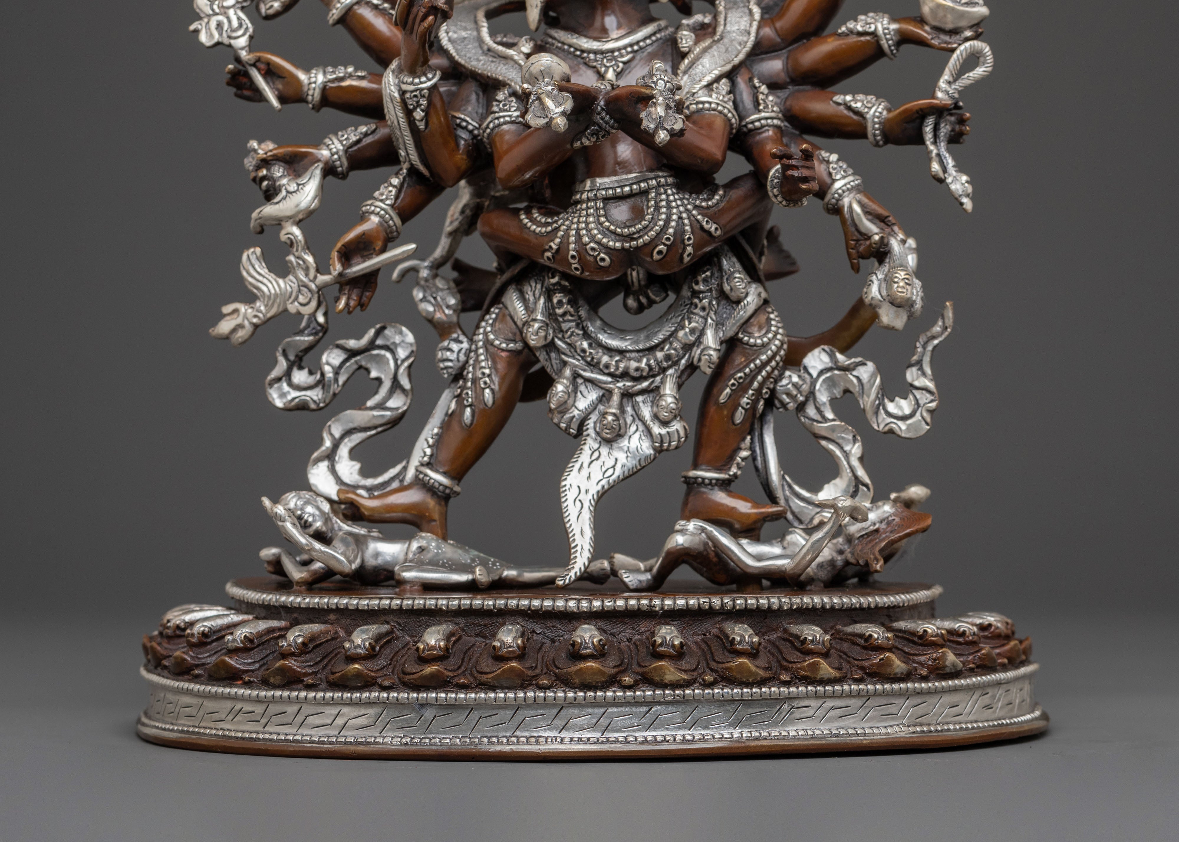 Chakrasambhara Spiritual Statue: Oxidized Tantric Deity