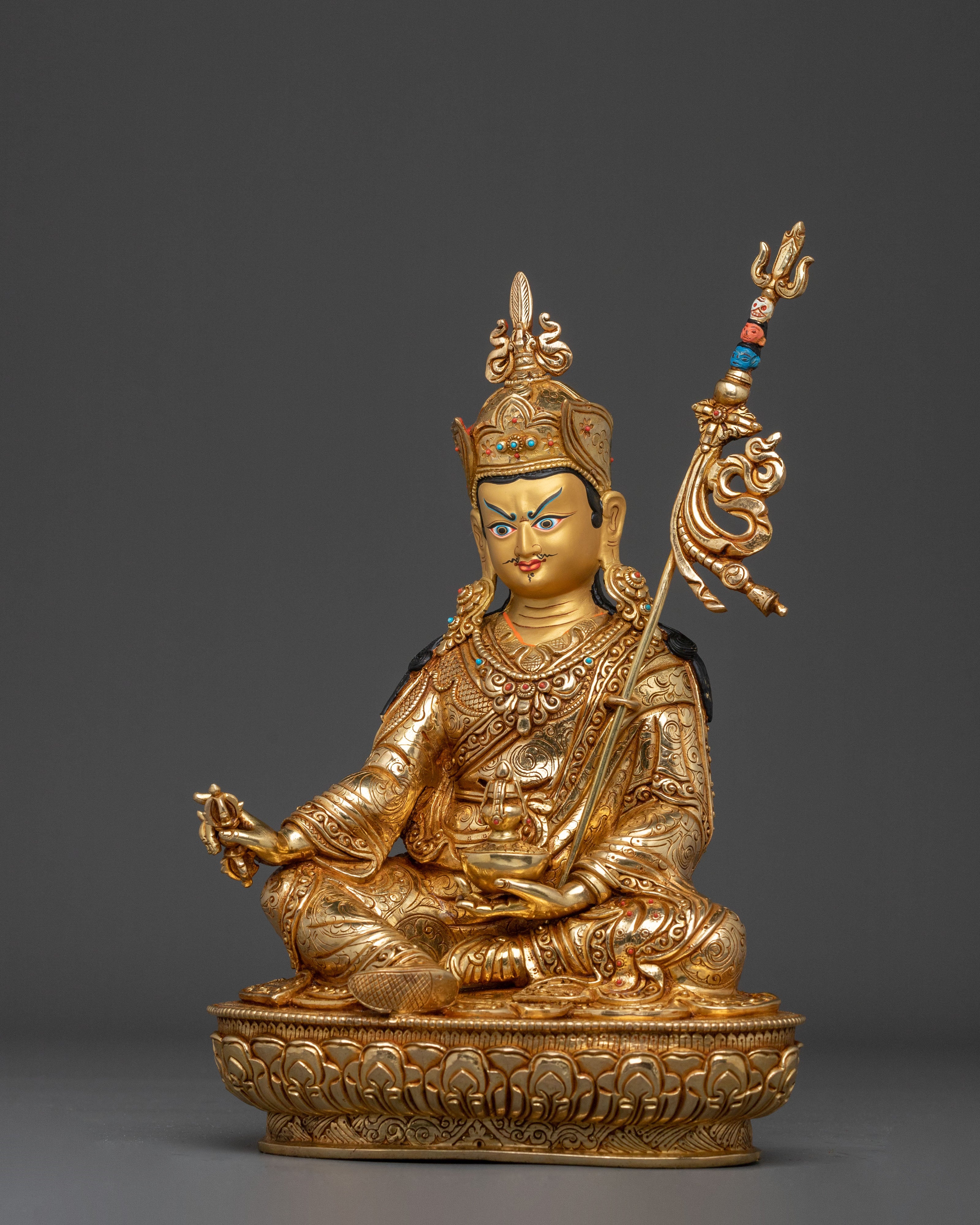 Guru Rinpoche Statue | 24K Gold Gilded Serenity