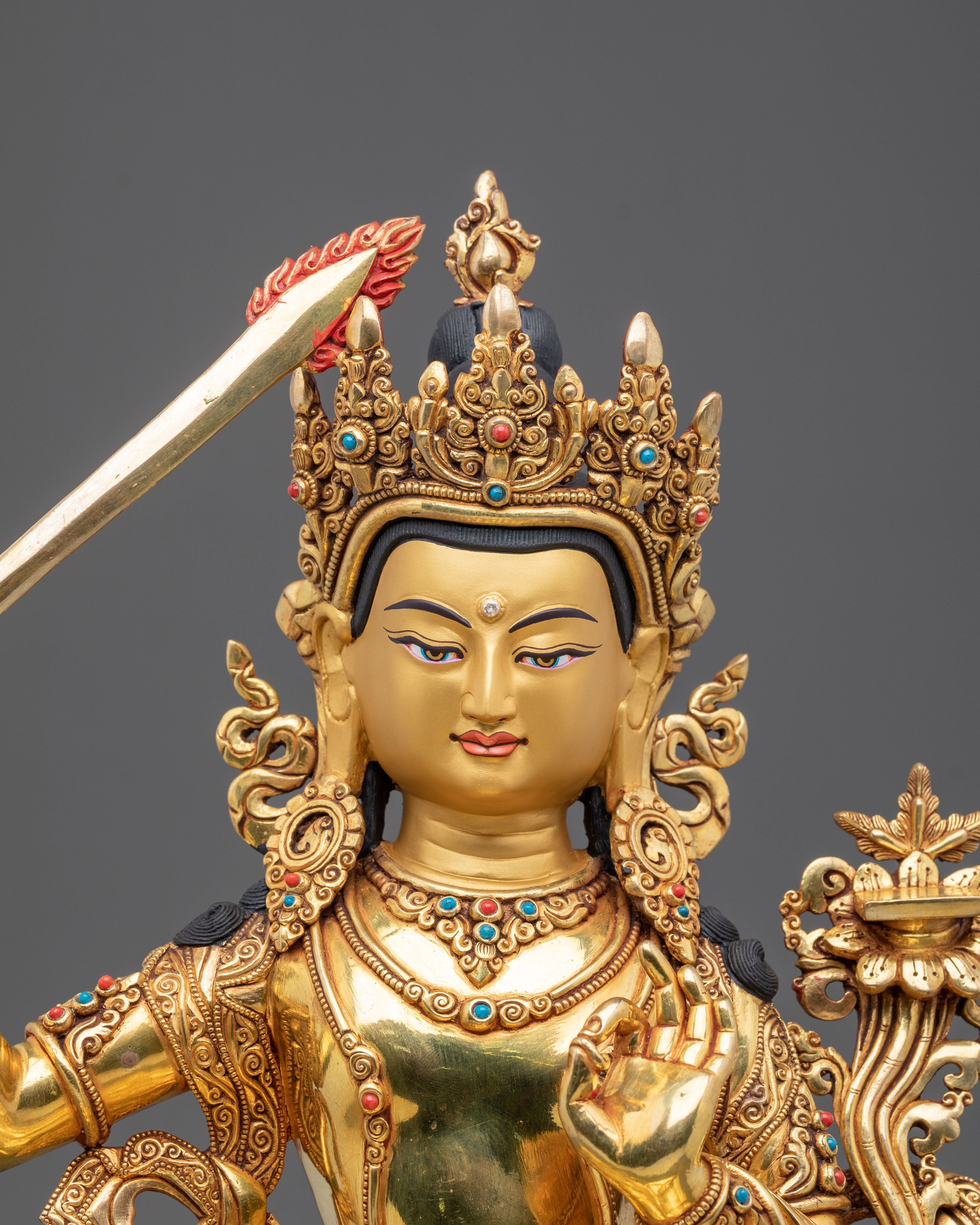 Manjushri Statue | Tibetan Bodhisattva Sacred Figurine