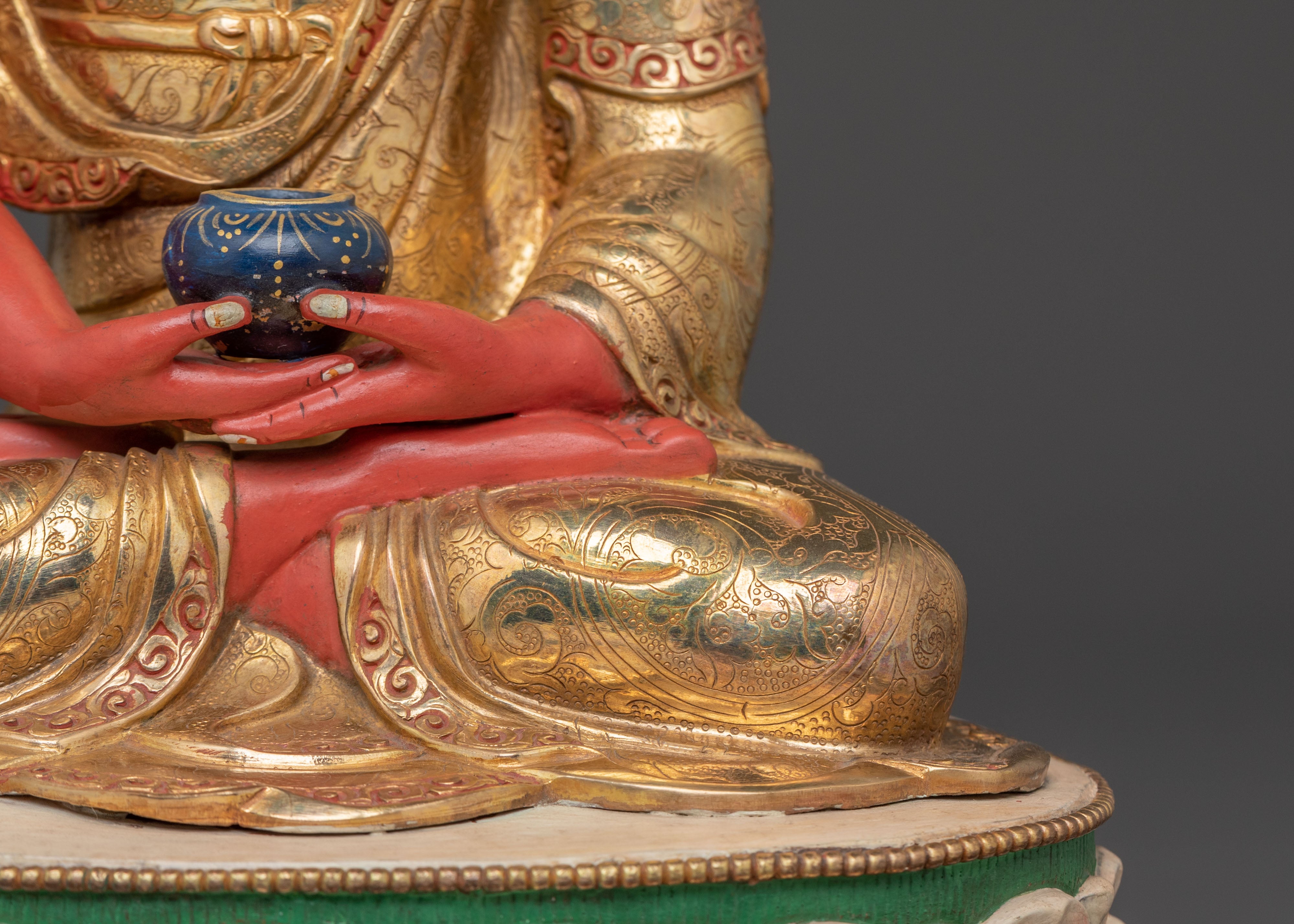 Handcrafted Copper Statue of Amitabha Buddha: Serene Devotional Art