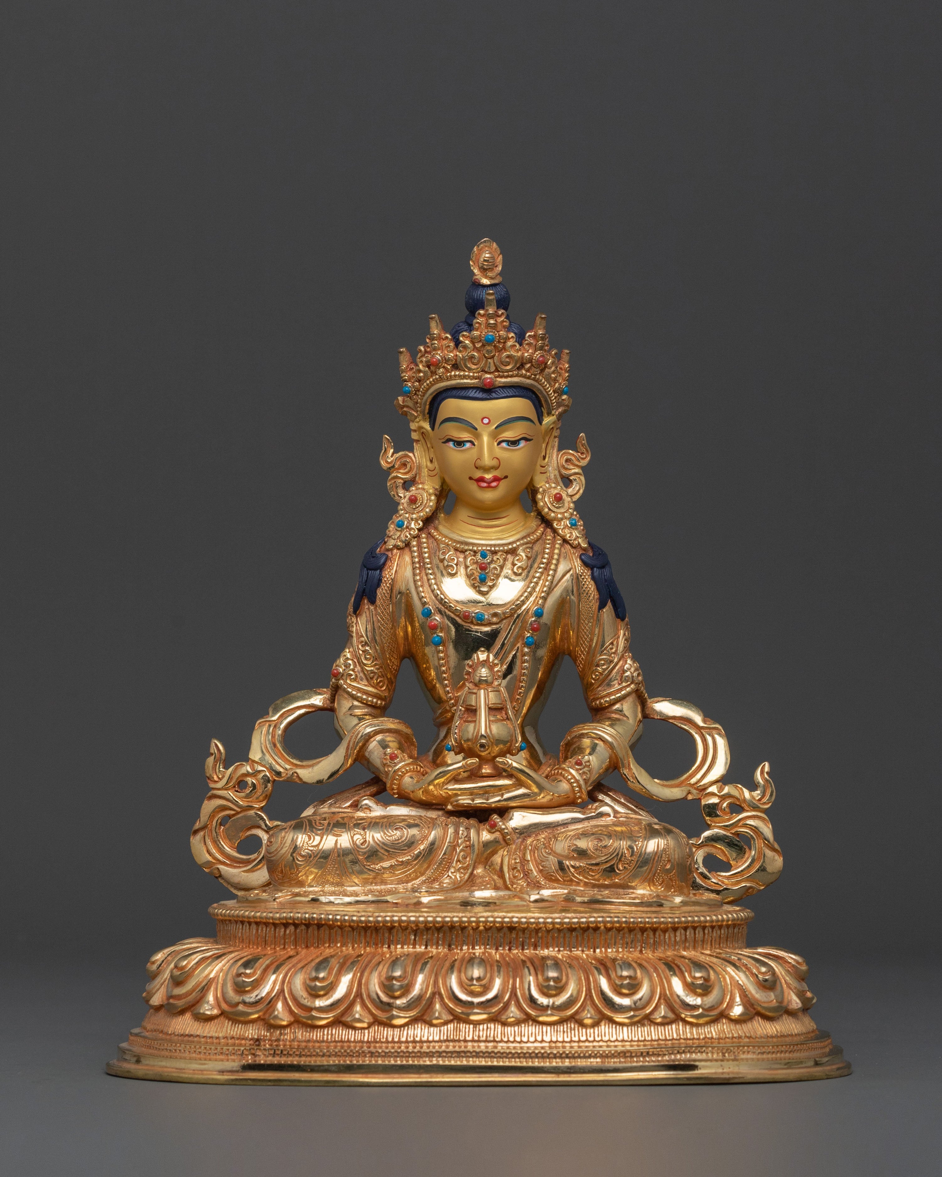Seven Boddhisattva Tibetan Statue Set in Brilliant 24K Gold