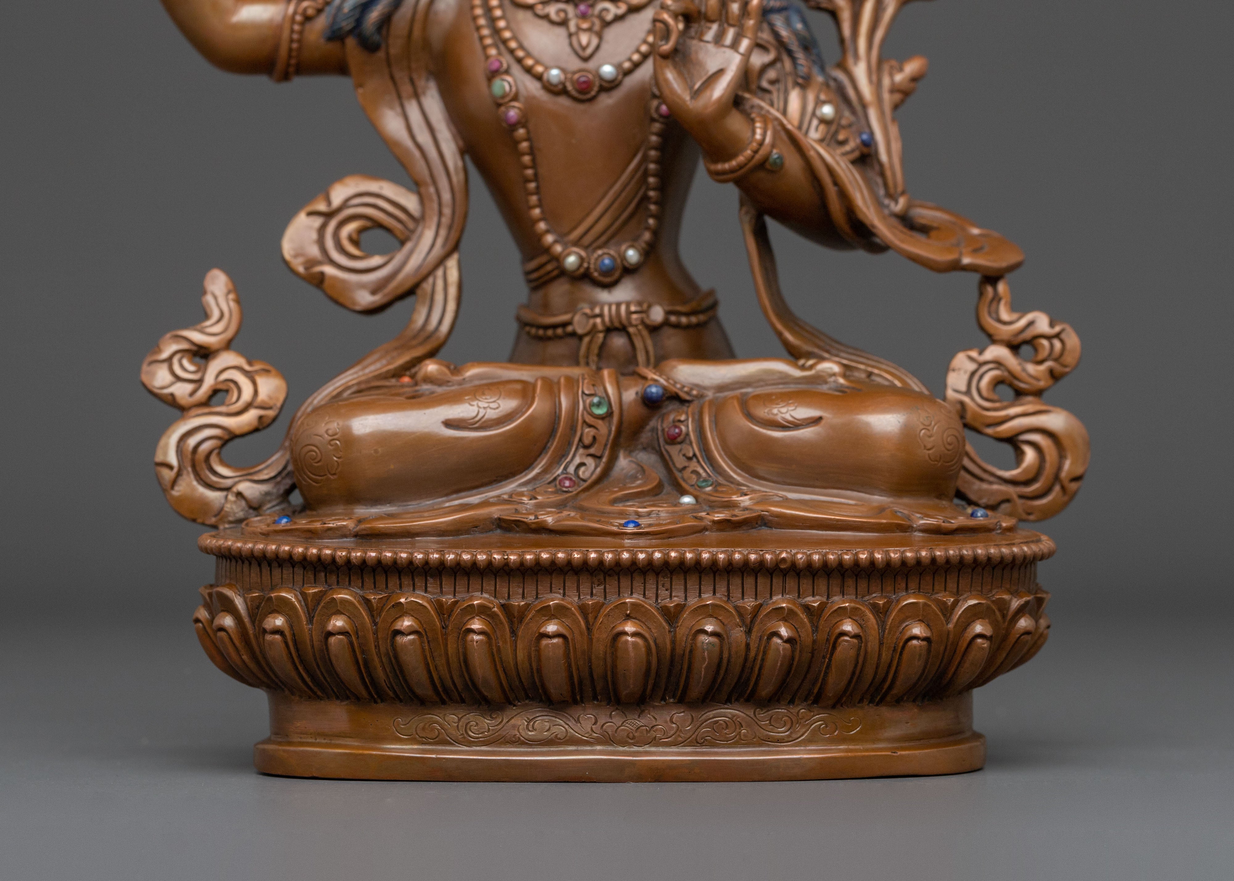 Manjughoṣa Oxidized Copper Statue | Tibetan Buddhist Deity
