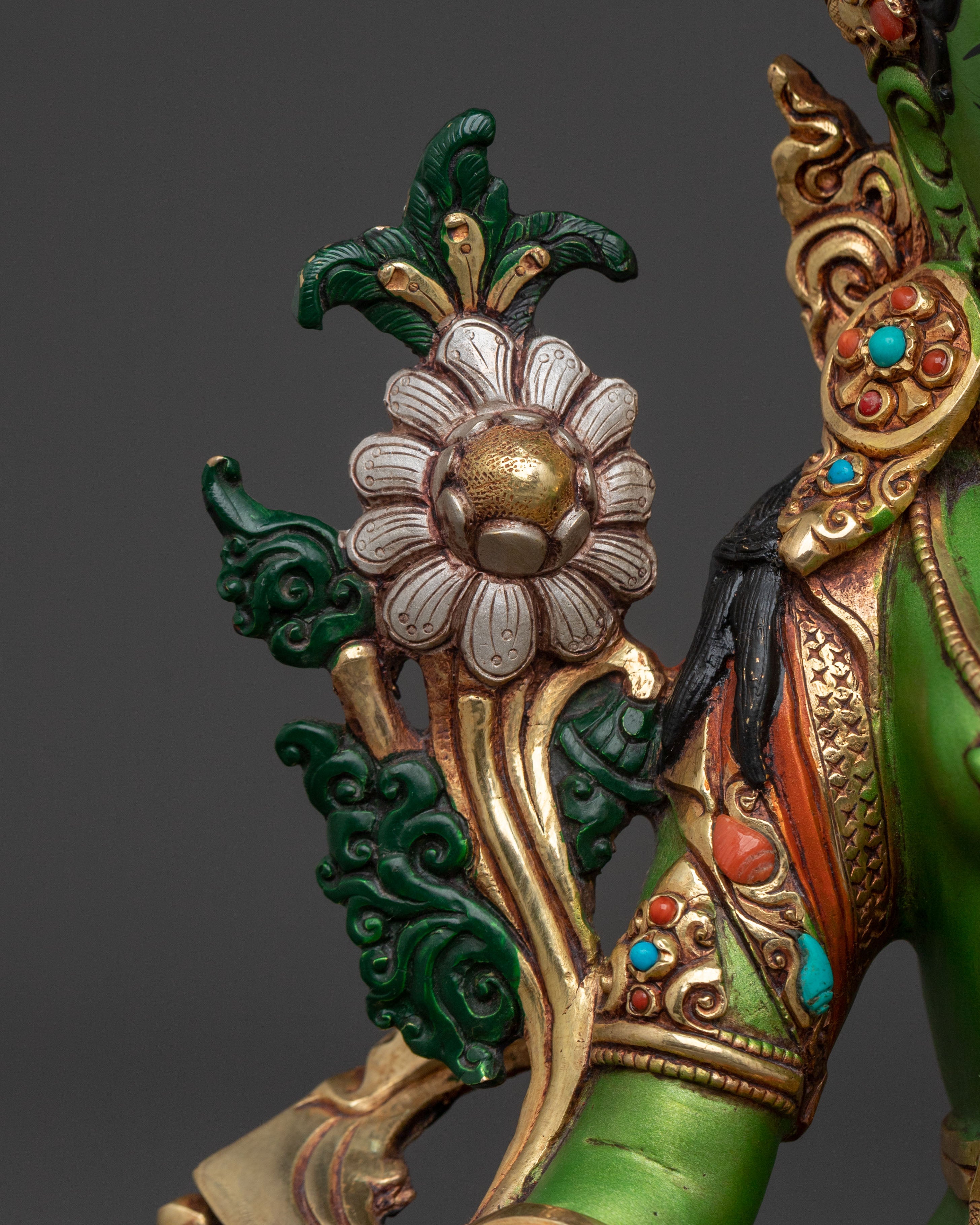 Handcrafted Green Tara Tibetan Statue | Spiritual Icon