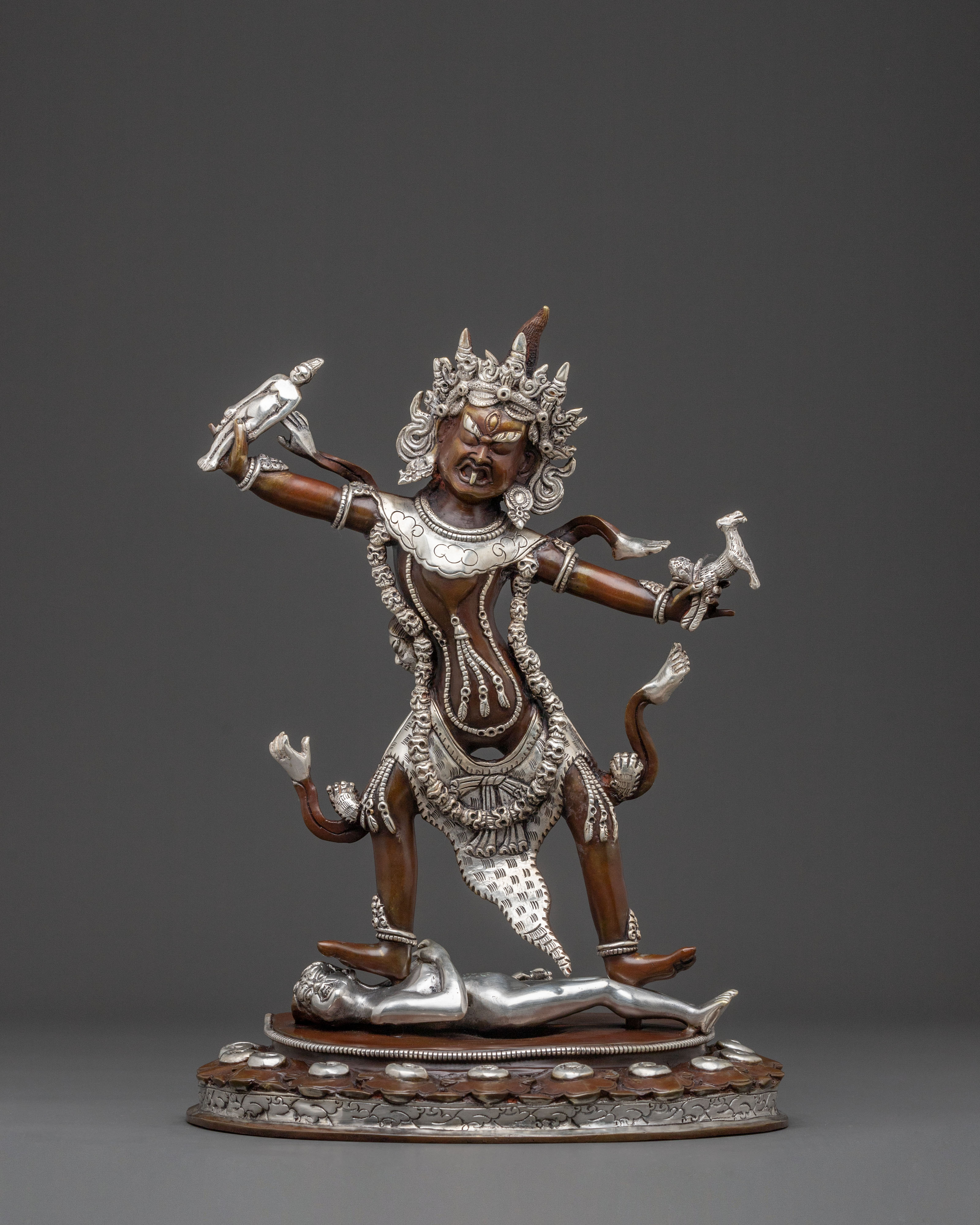 Ekajati Bodhisattva: Serene Oxidized Copper Sculpture