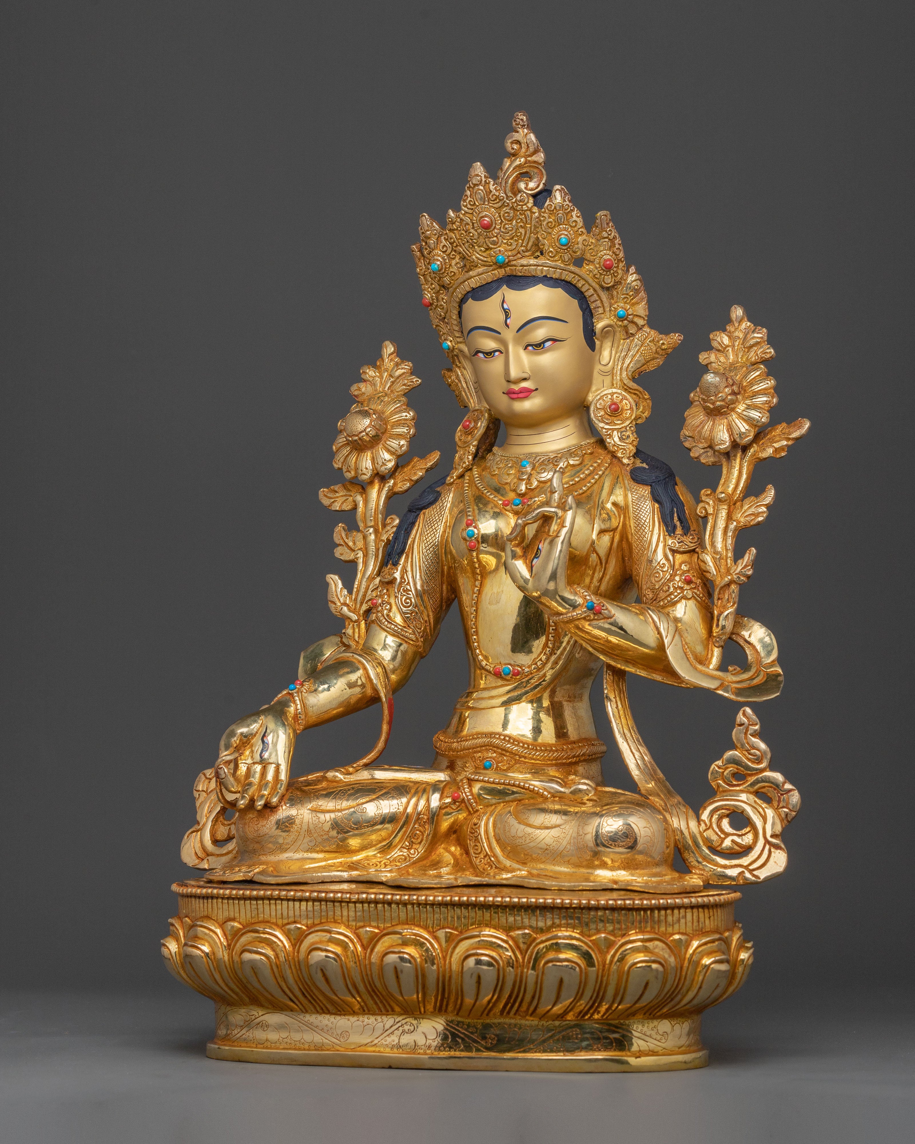 Buddhist Goddess White Tara Spiritual Statue | Sacred Long Life Deity