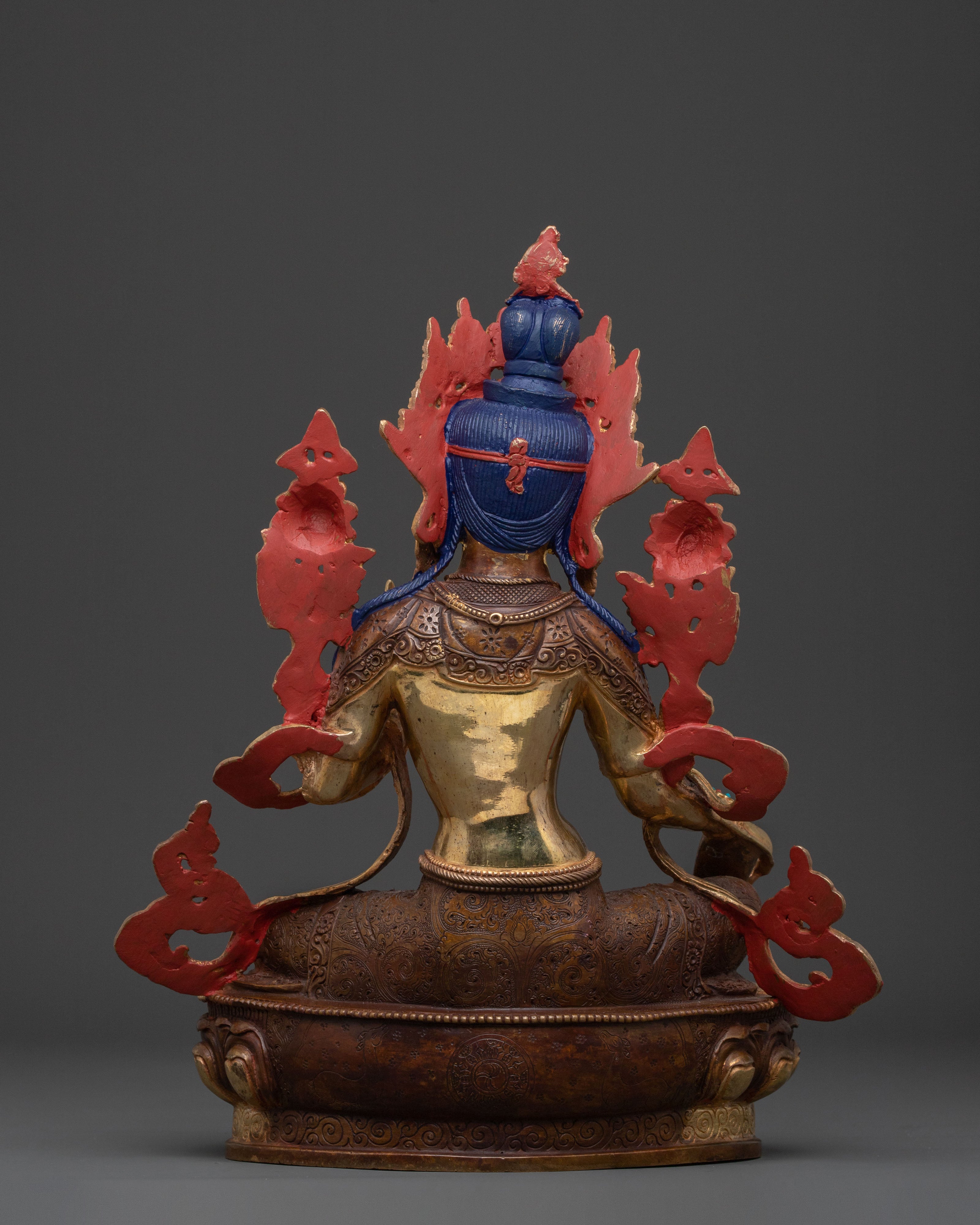Luminous Green Tara Golden Statue: Antique Finish