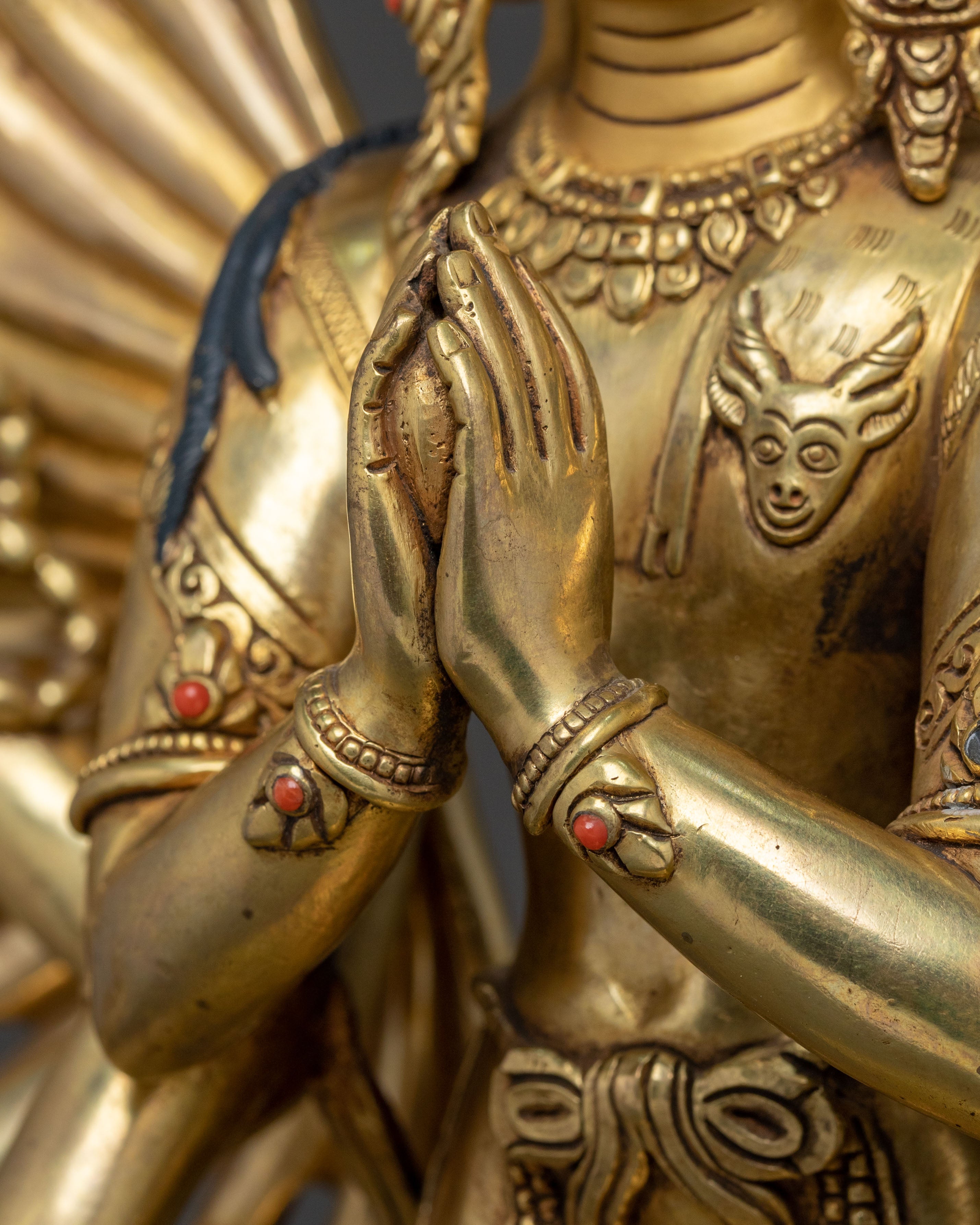 Majestic 1000 Armed Chenrezig Statue in 24K Gold Gilded Copper