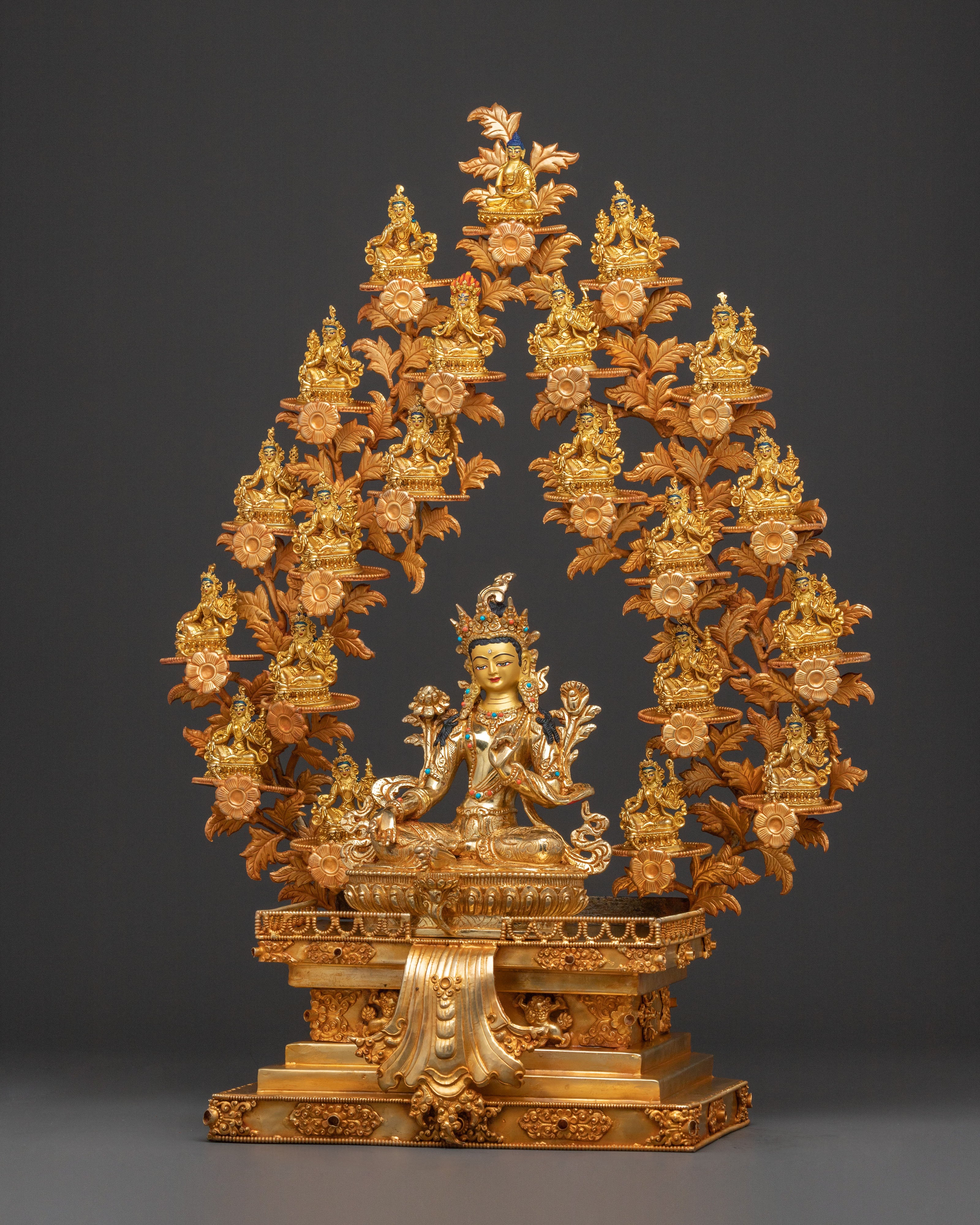 A Radiant 21 Tara Divine Statue Set