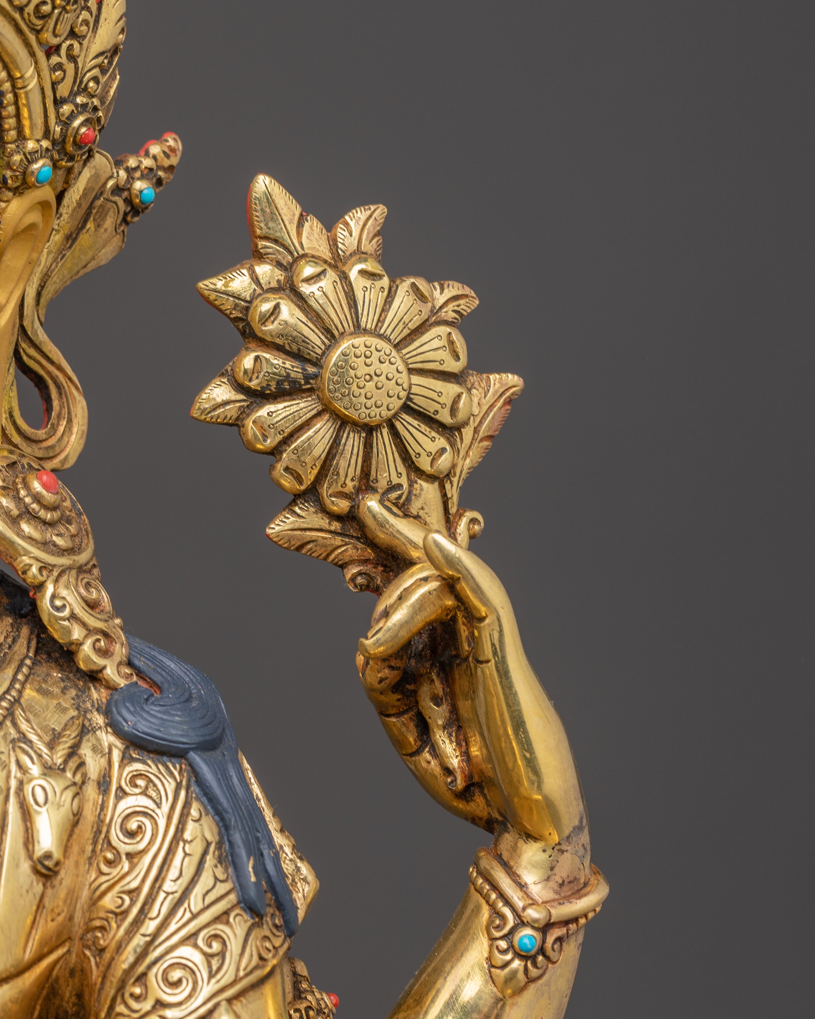 Handmade Golden Avalokiteshvara Statue | The Compassion Bodhisattva