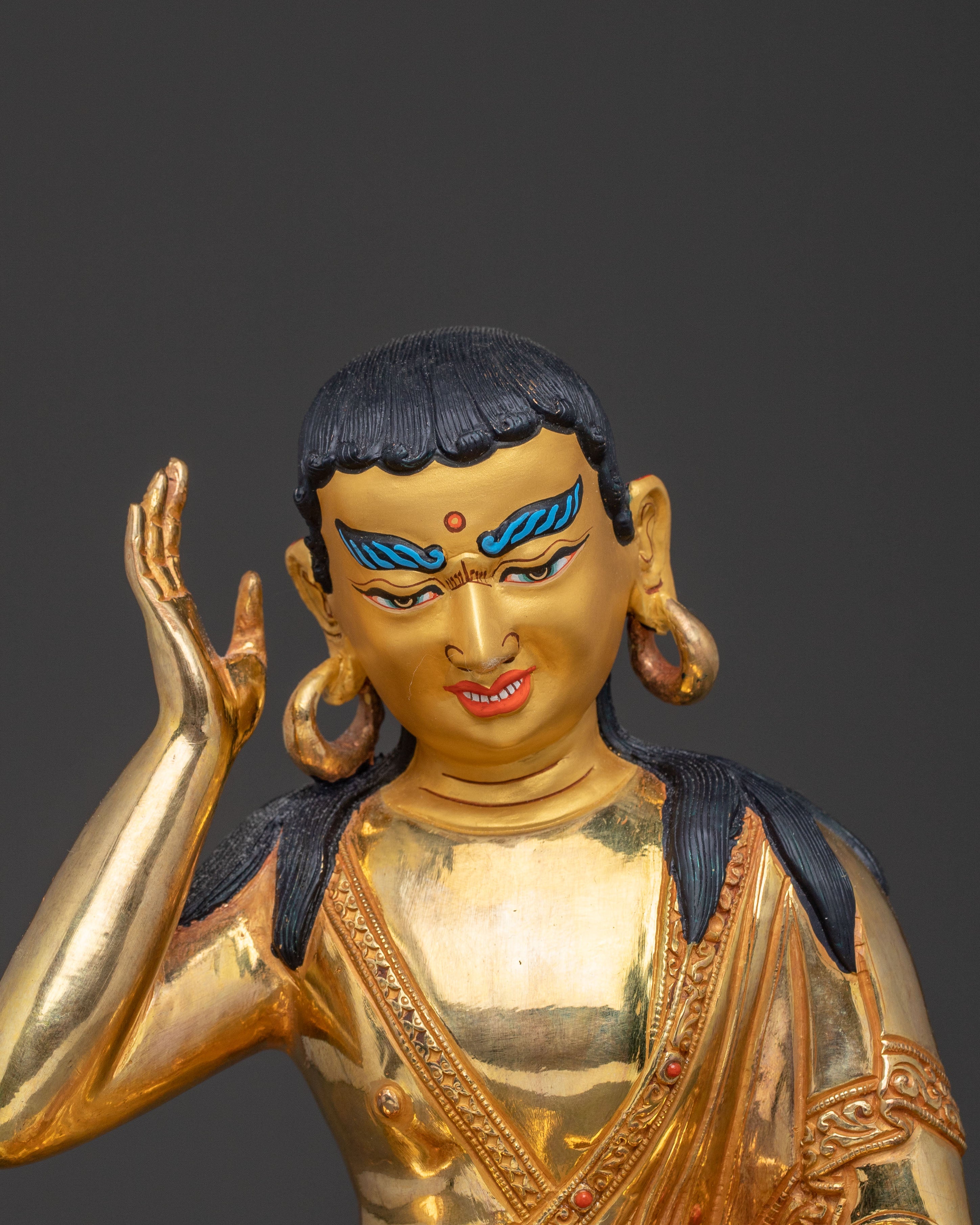 Milarepa Buddhist Statue - Handcrafted 24K Gold Gilded Copper Statue