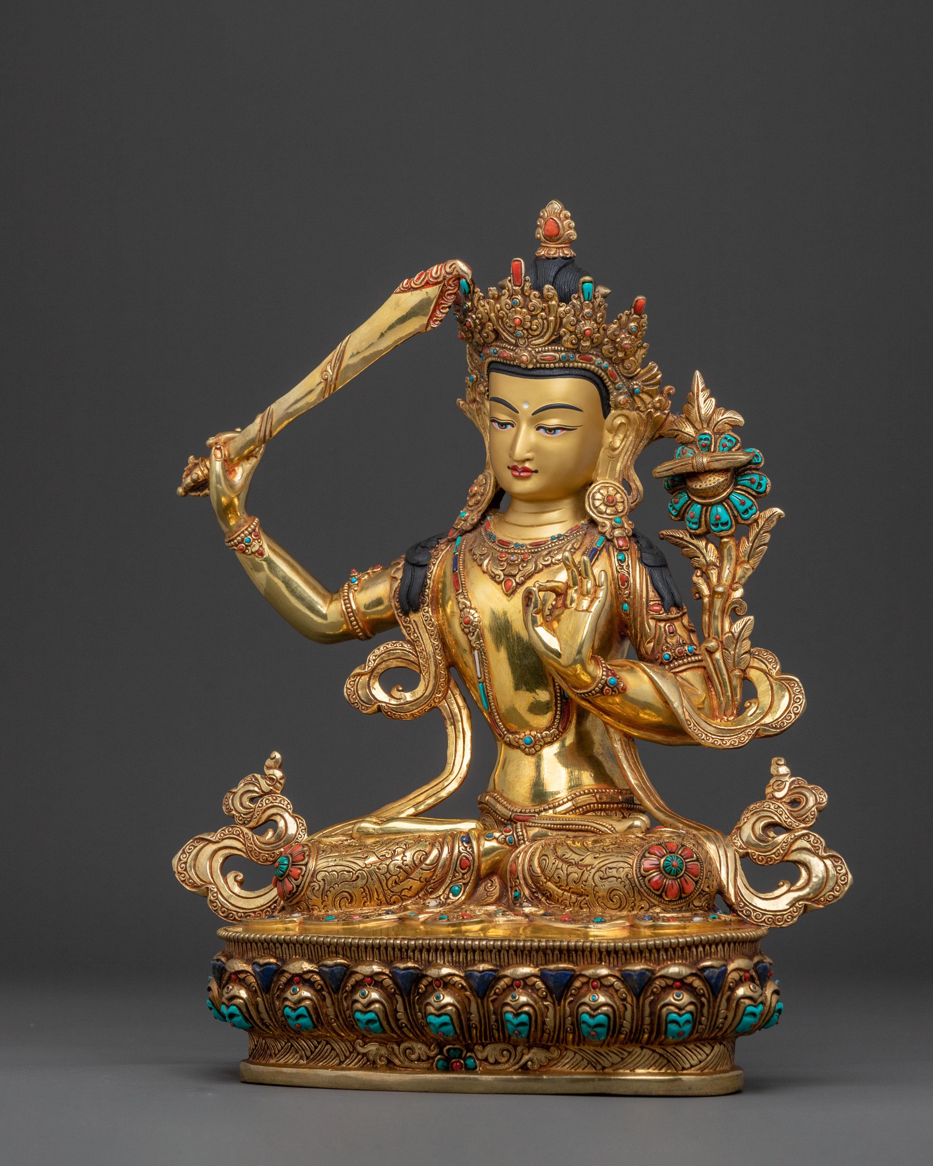 Manjushri Golden Figurine | Made In Nepal