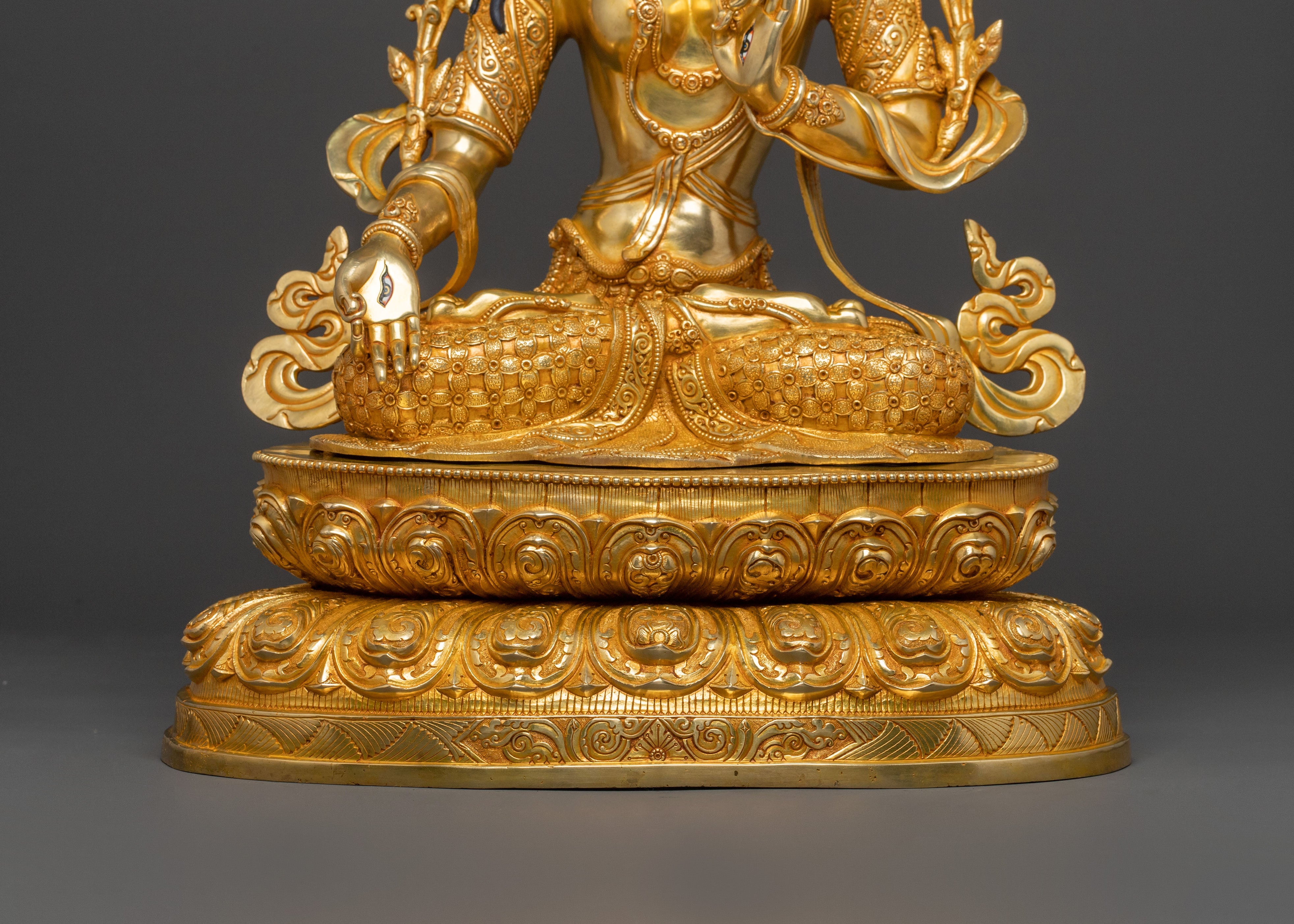 White Tara Figure | 24K Gold Gilded Statue