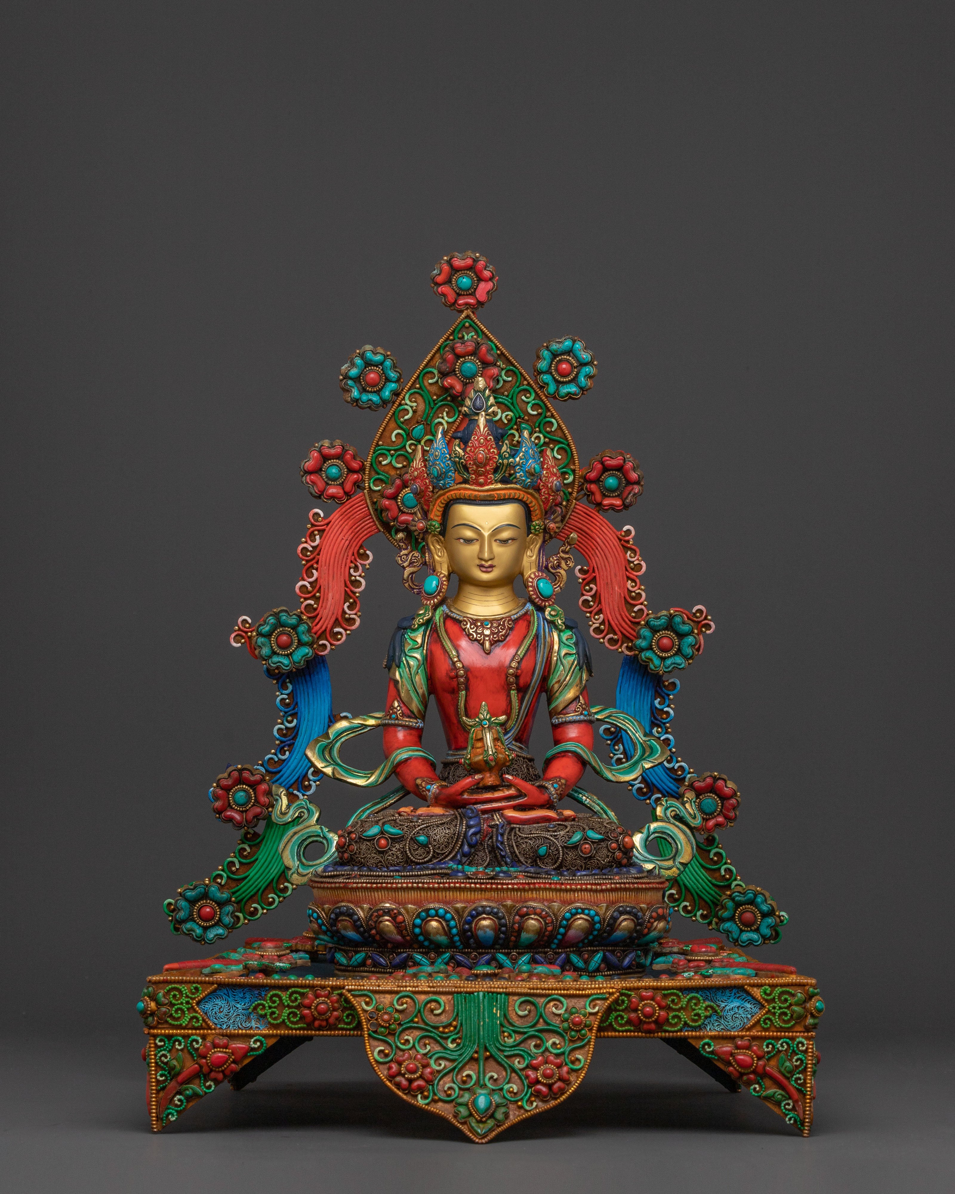 Buddhist Statue of Amitayus Sitting On A Throne