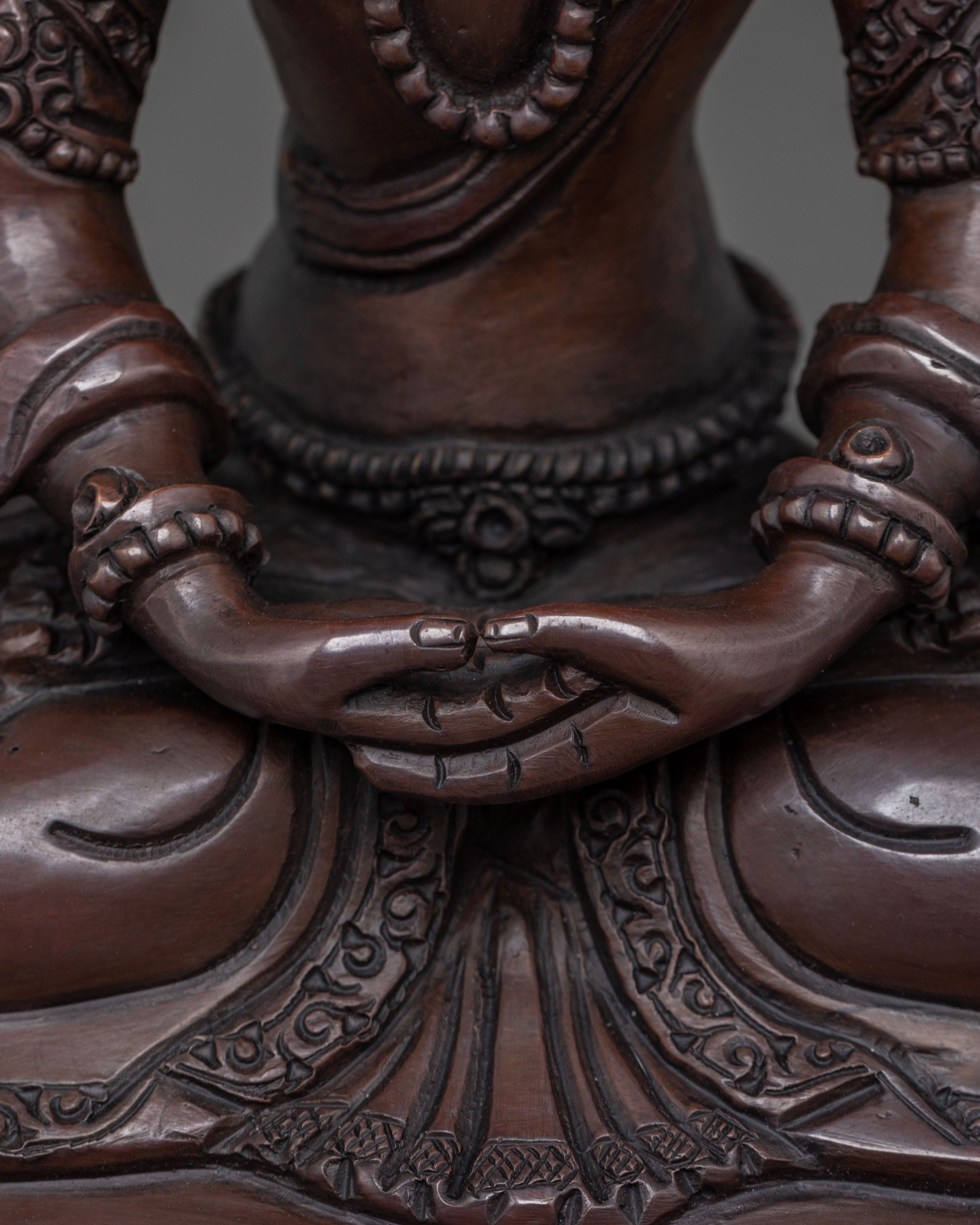 Prajnaparamita Sacred Statue in Oxidized Copper
