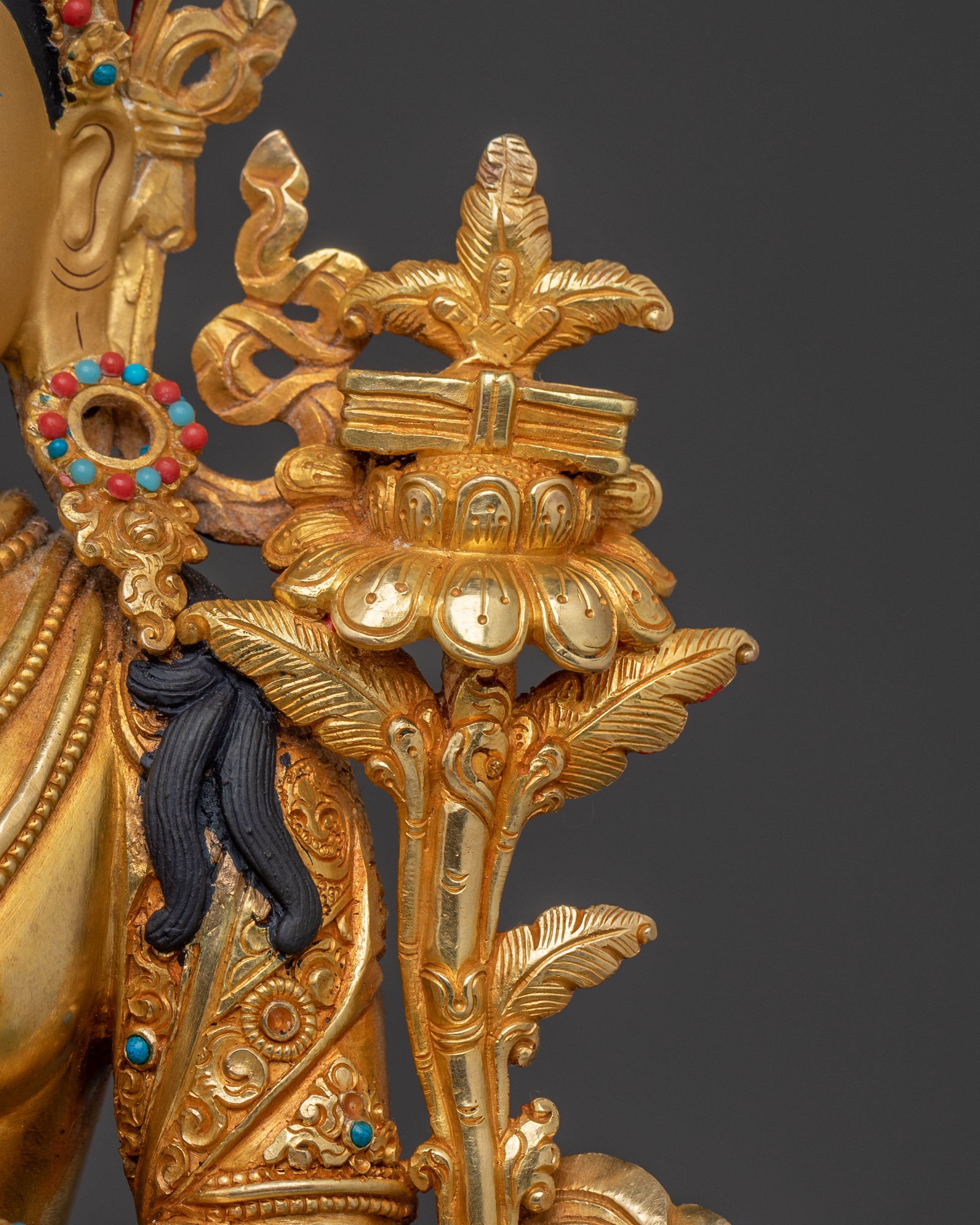 Bodhisattva Tikshna Manjushri Statue: Golden Handcrafted Sculpture