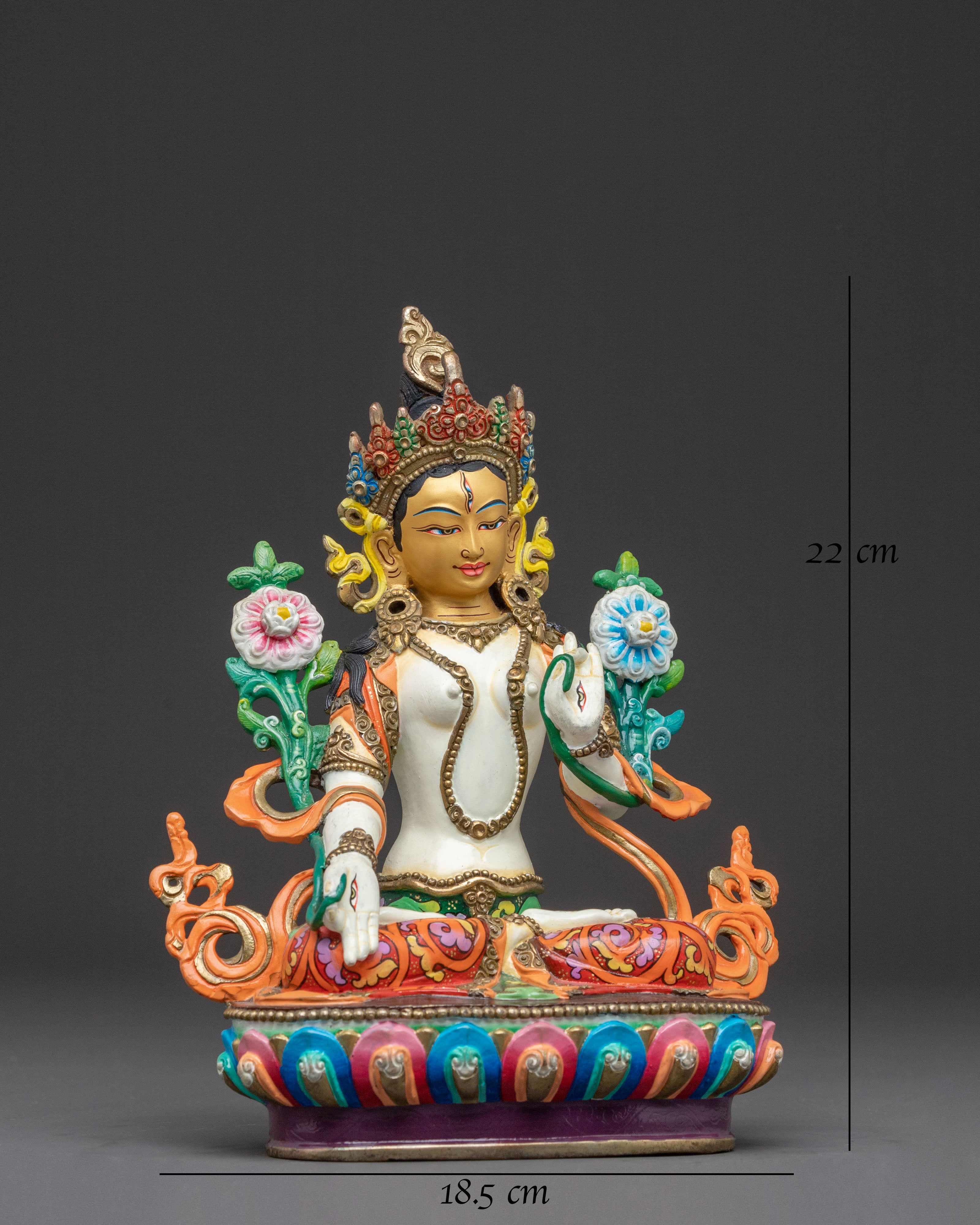 White Tara Protector of Peace Statue - Serene Gold Gilded