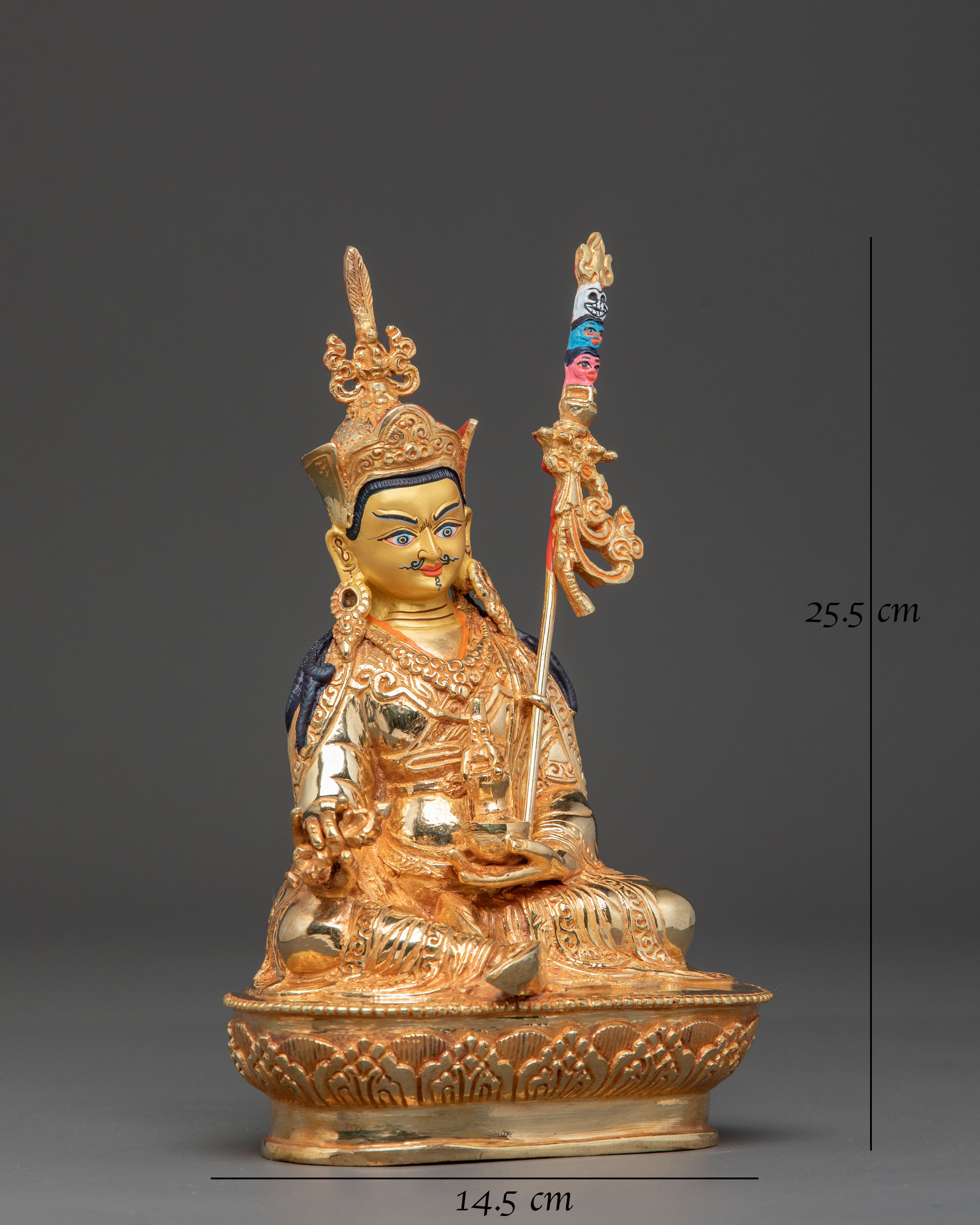 Master Piece Guru Rinpoche Handmade Statue – 24K Gold Gilded Artistry