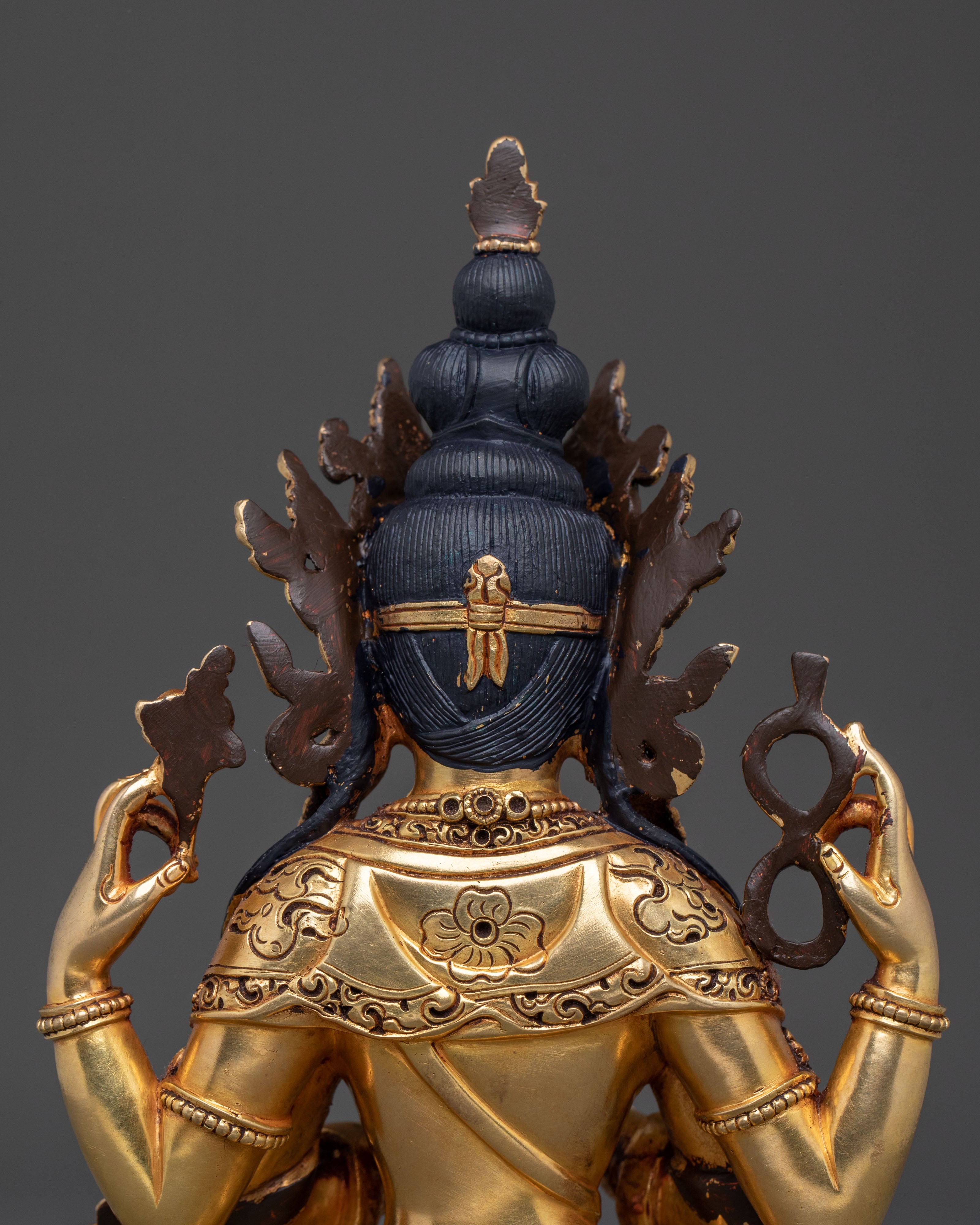 Chenrezig, Hand-Gilded Copper Statue