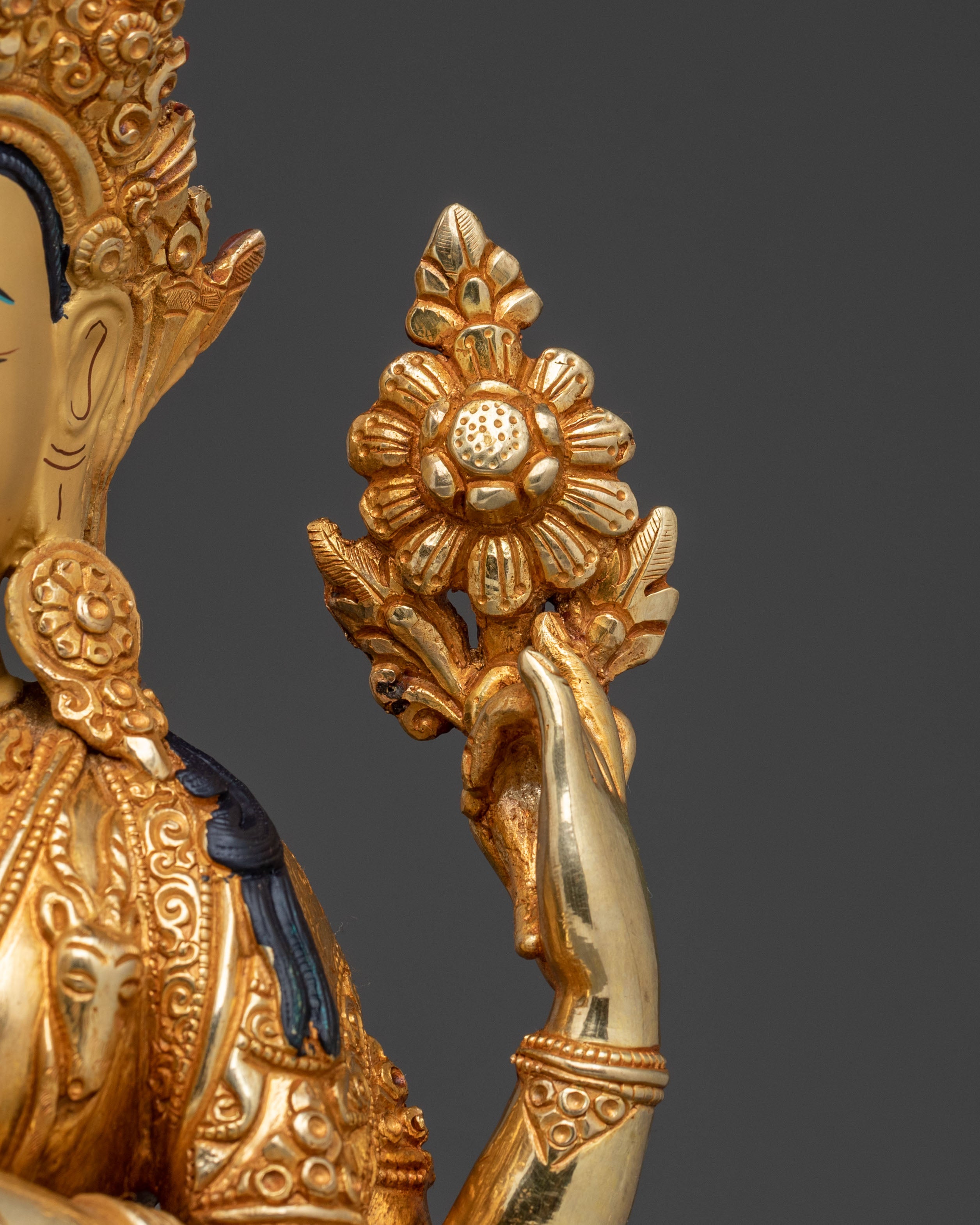 Four Armed Chenrezig Statue | 24K Gold Gilded Icon