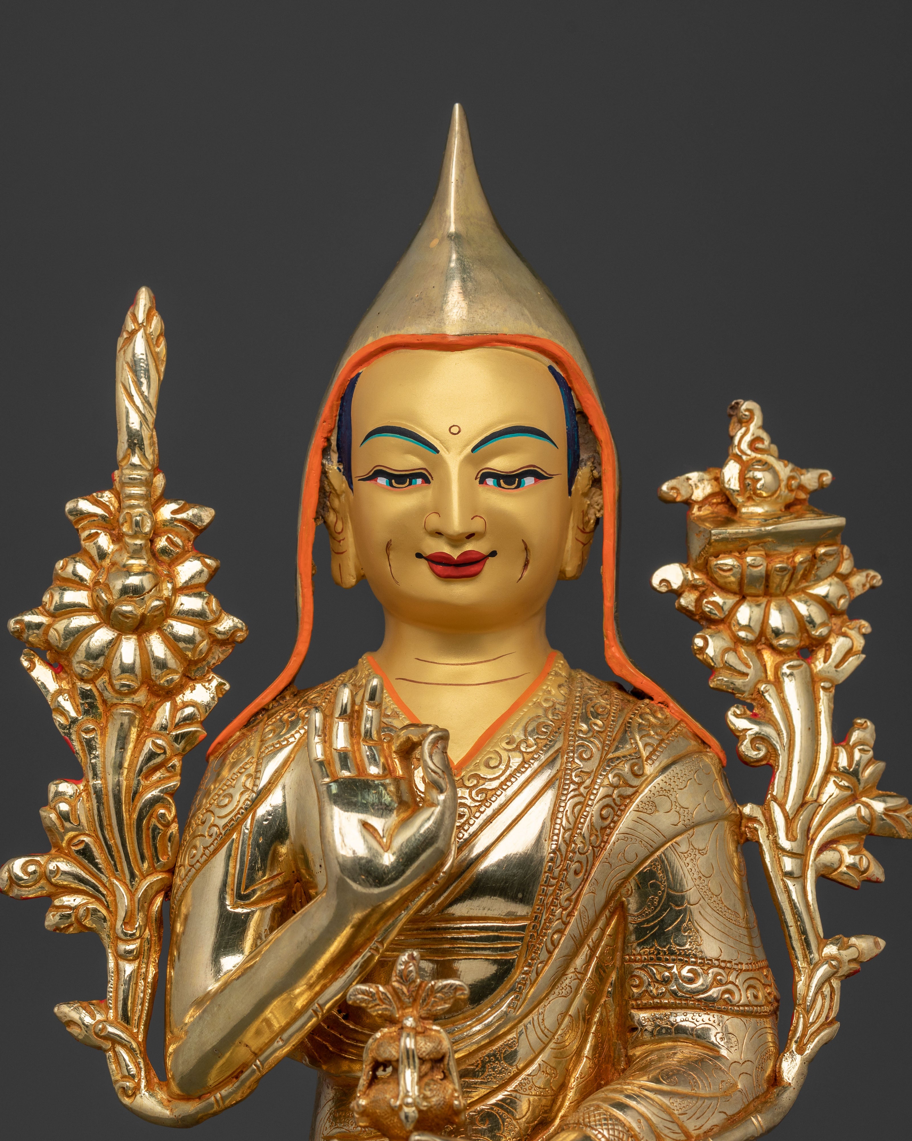 Tsongkhapa Handcrafted Statue in 24K Gold