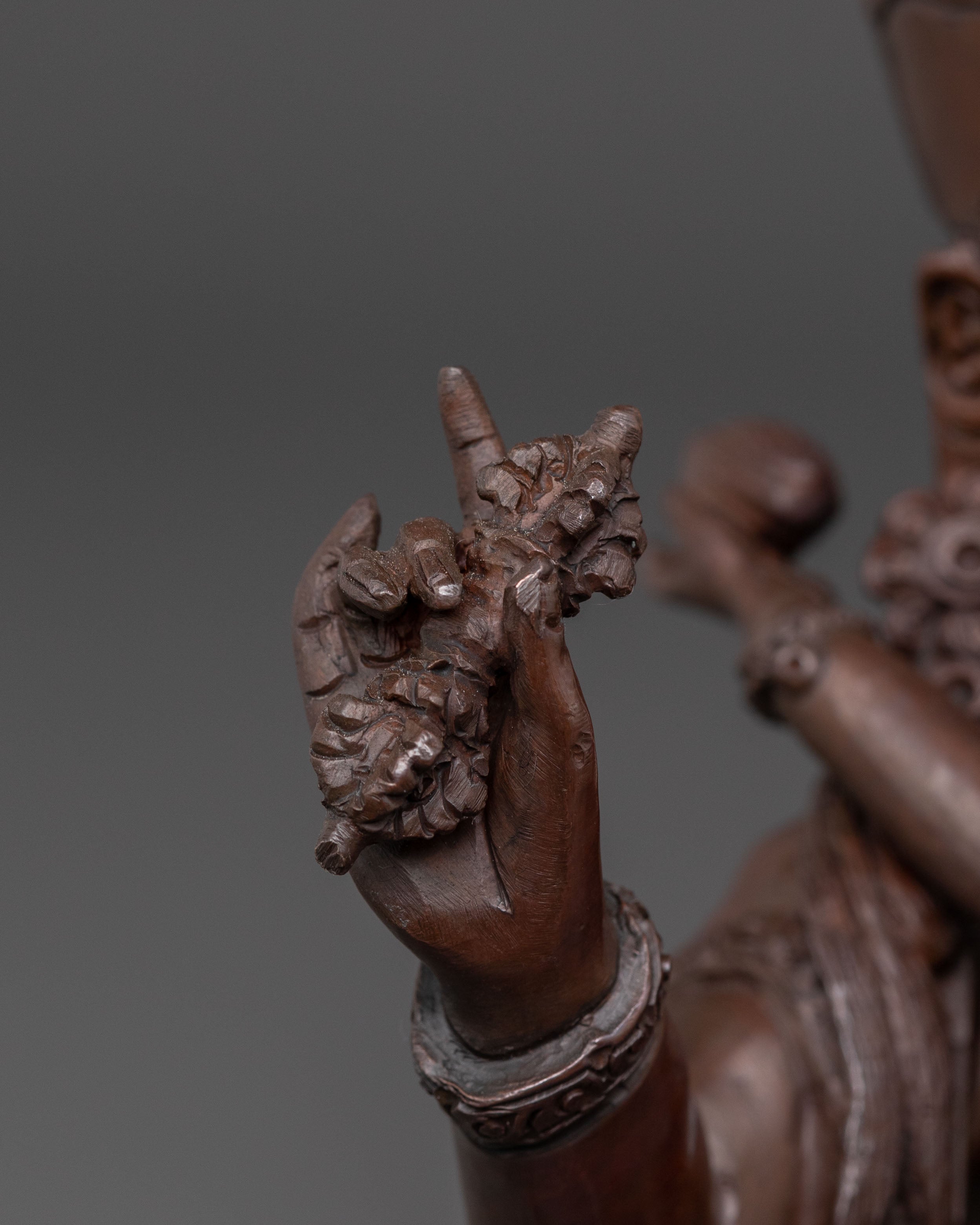 Padmasambhava Sacred Sculpture: Oxidized Copper Art