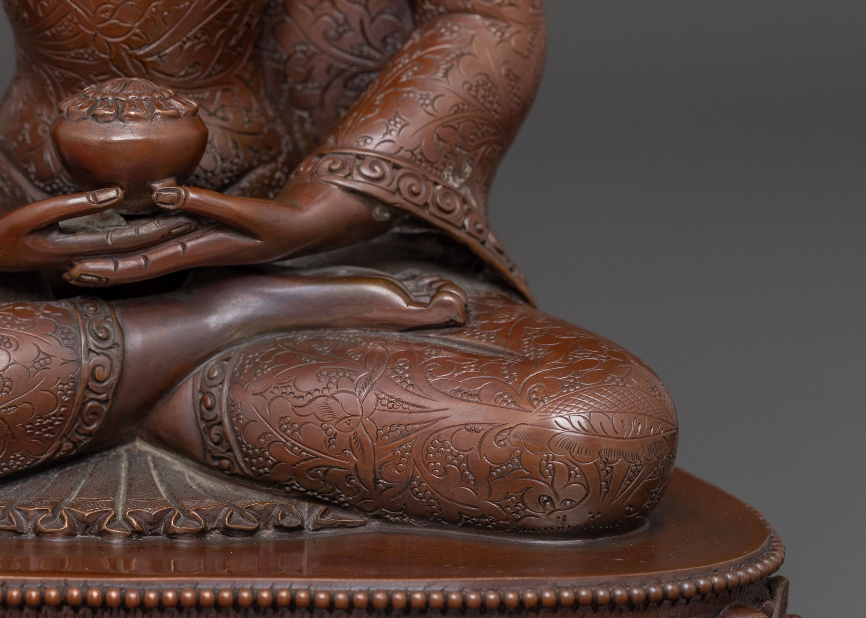 Crown Amitabha Buddha Statue in Oxidized Copper