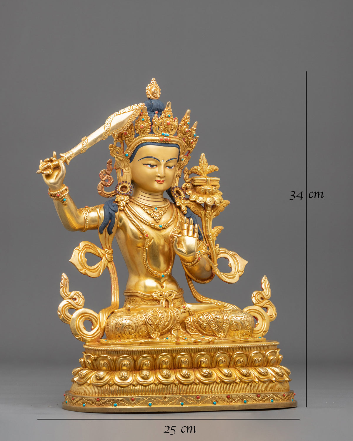 Manjughoṣa Copper Figurine | Tibetan Buddhist Deity