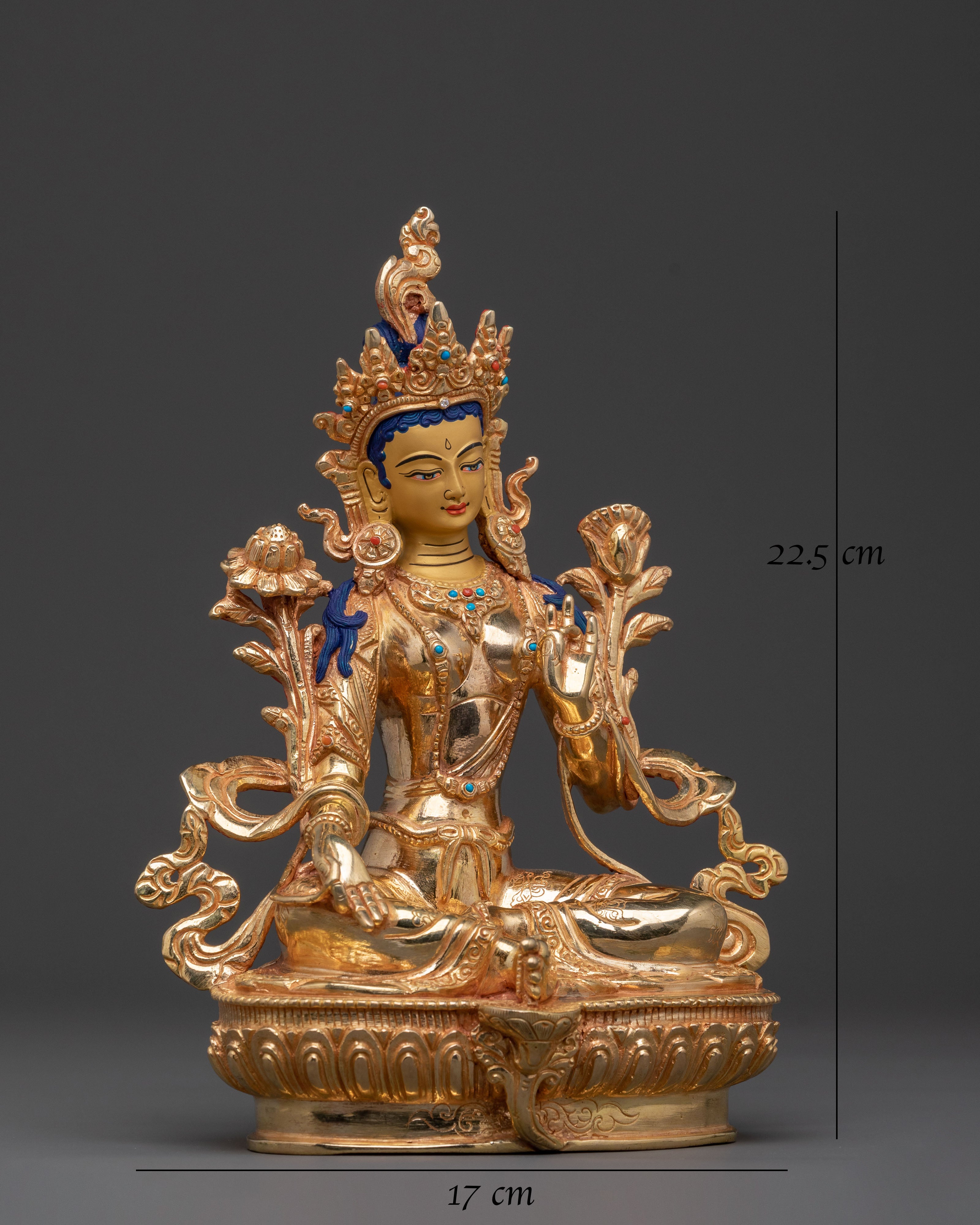 Handcrafted Green Tara Carved Statue | Spiritual Icon