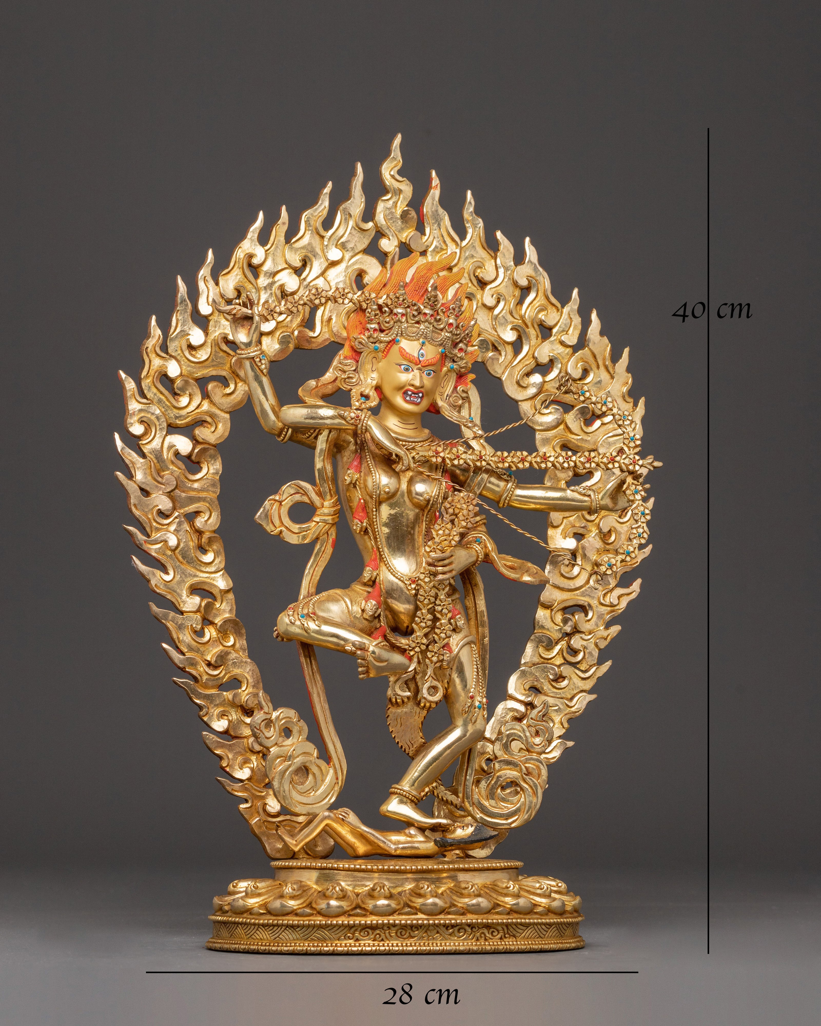 Golden Kurukulla Handmade Statue | Tibetan Buddhist Figurine
