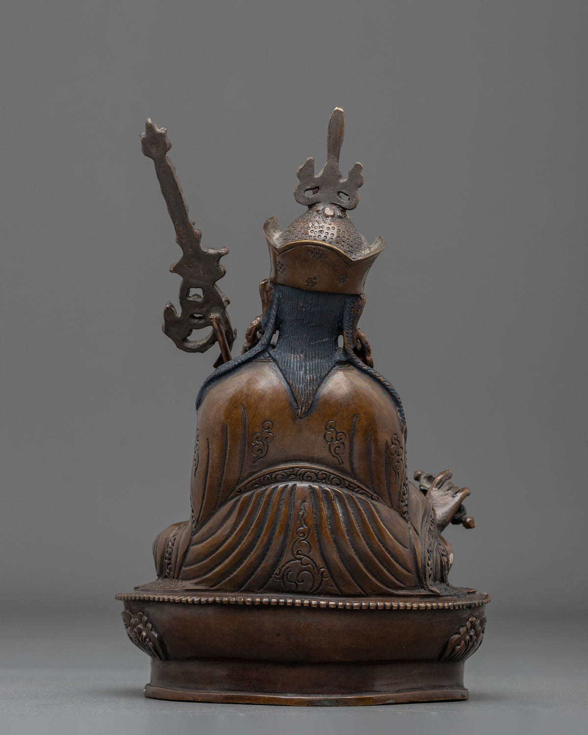 Handmade Padmasambhava Buddhist Statue in Oxidized Copper