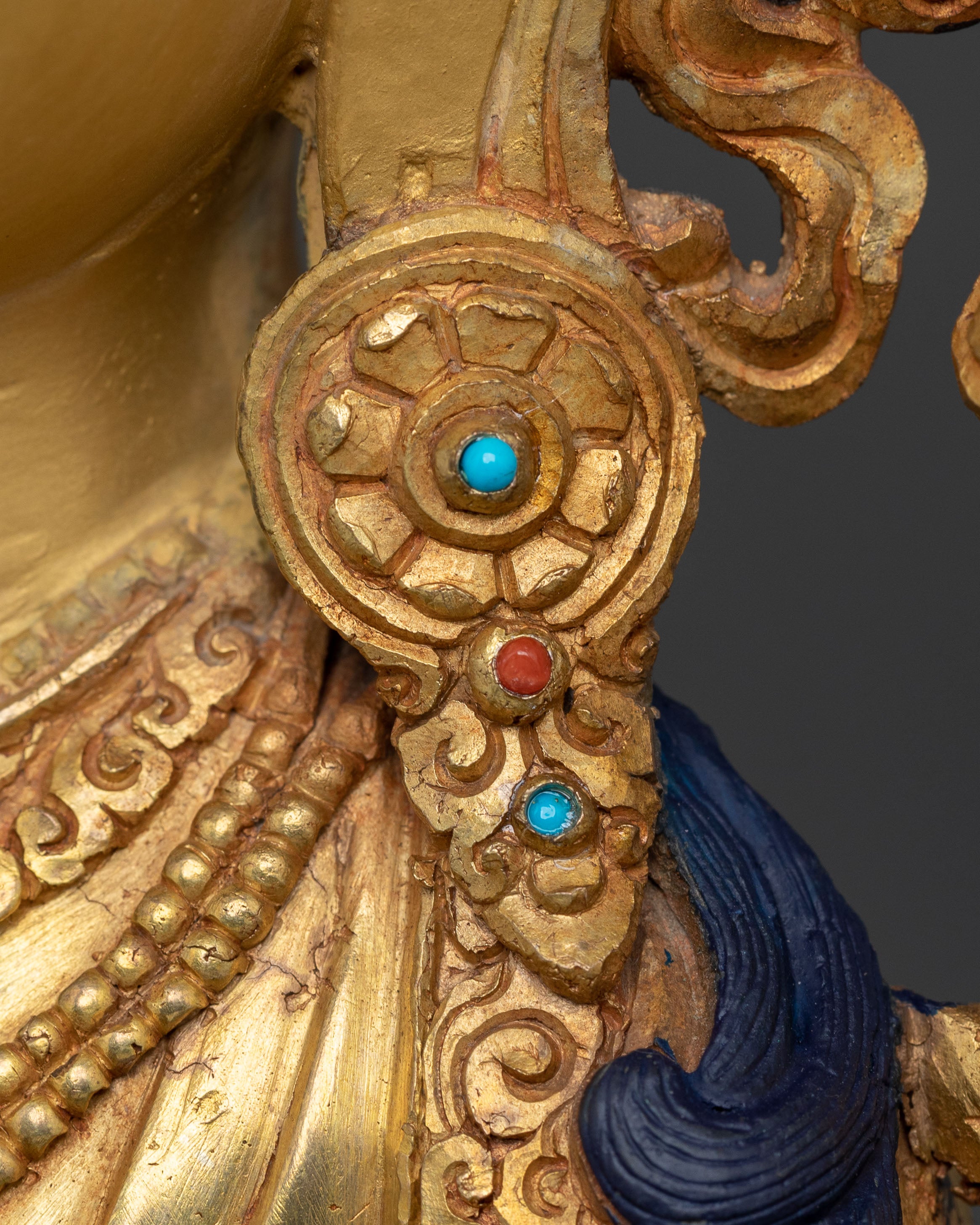24K Gold Gilded Manjushri Sculpture: Sword of Wisdom