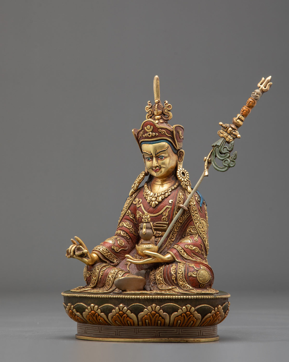 Guru Rinpoche Statue | 24K Gold Gilded Copper