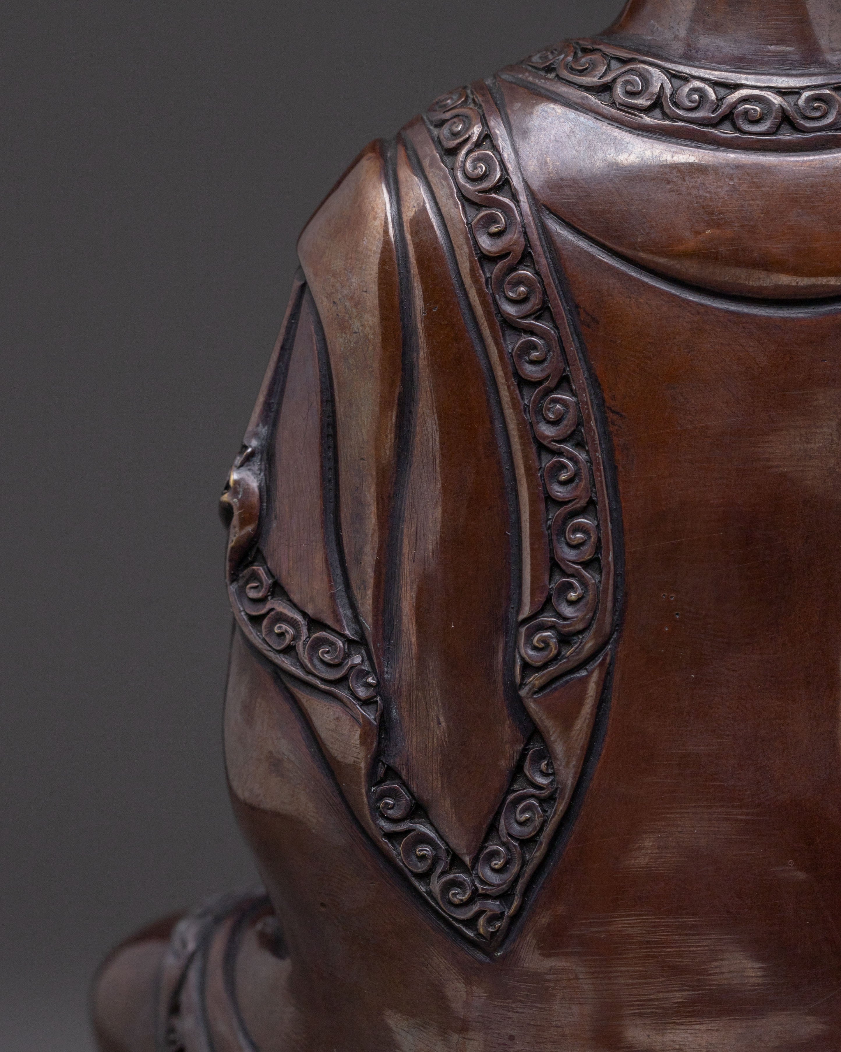 Amitabha Buddha: Handcrafted Golden Statue in Oxidized Copper