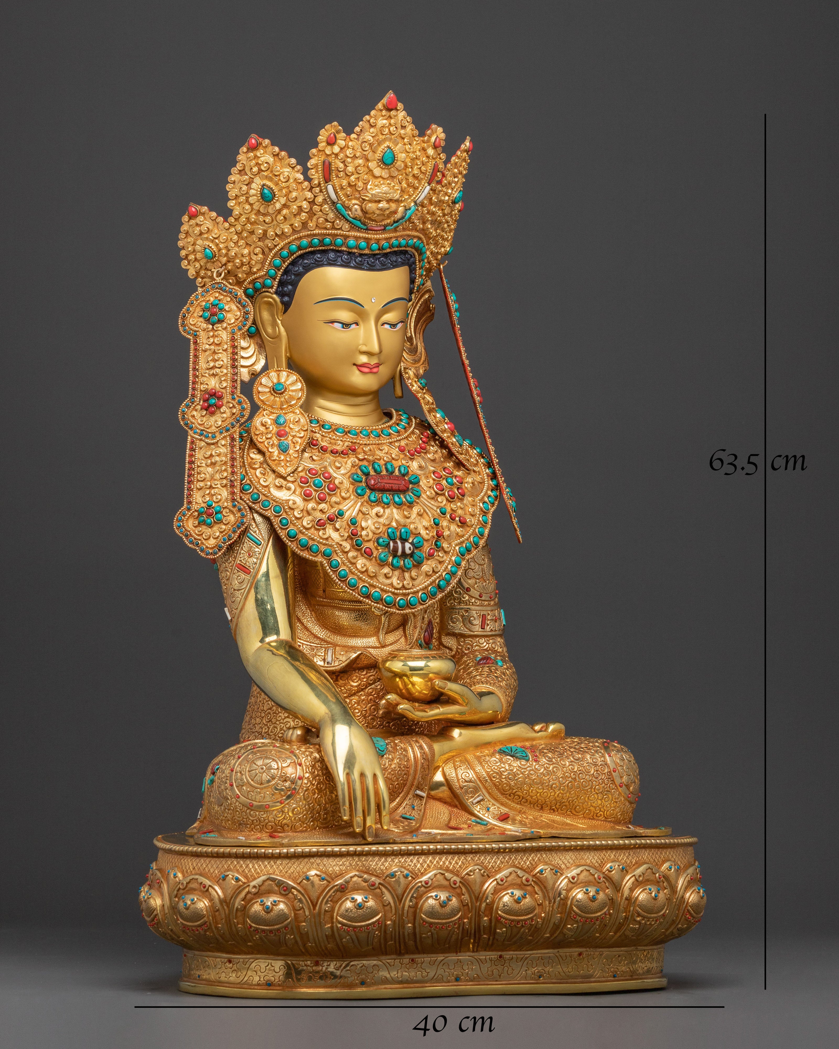 Handcrafted Crowned Shakyamuni Buddha Statue 