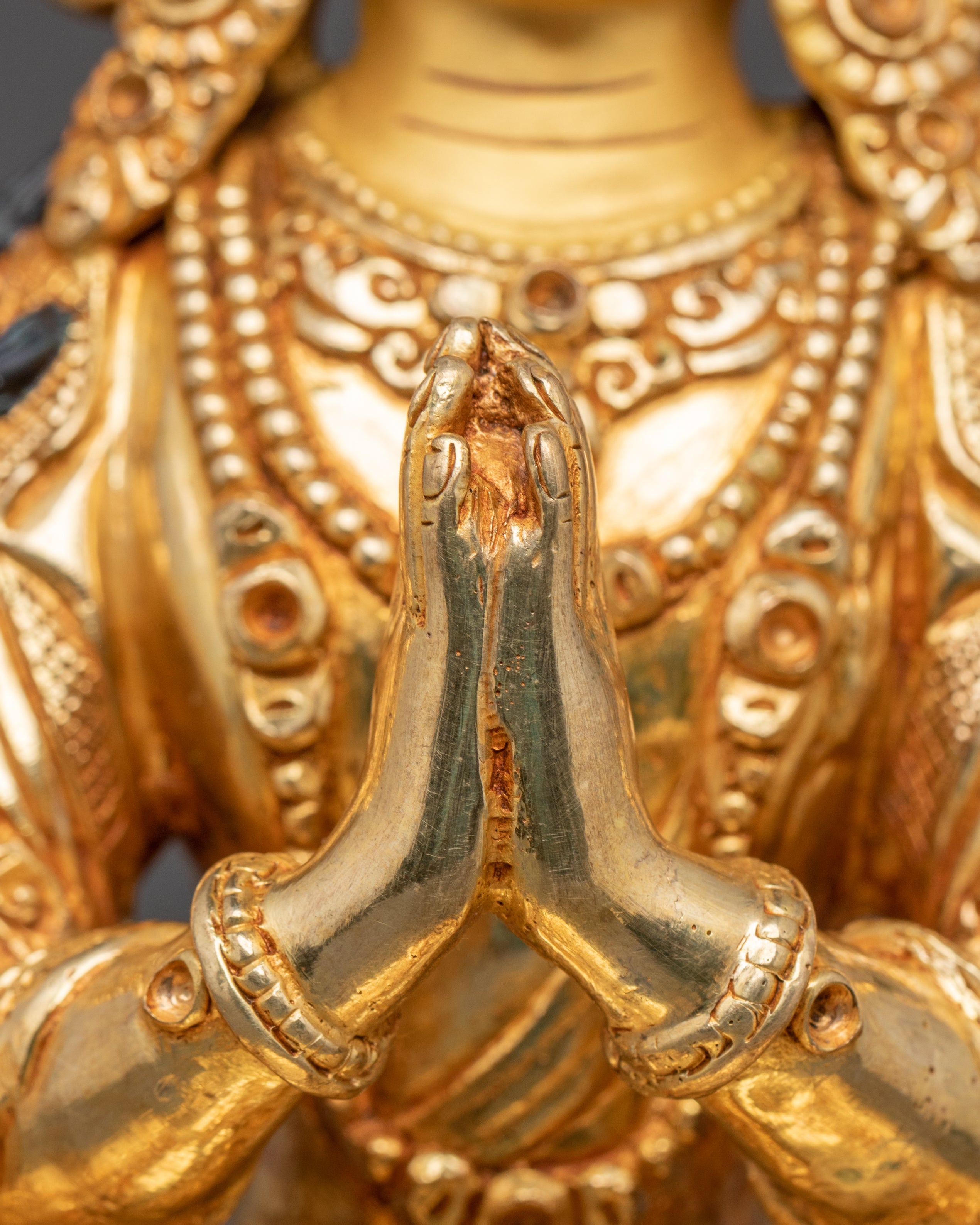 Handcrafted Copper Statue of Four-Armed Chenrezig