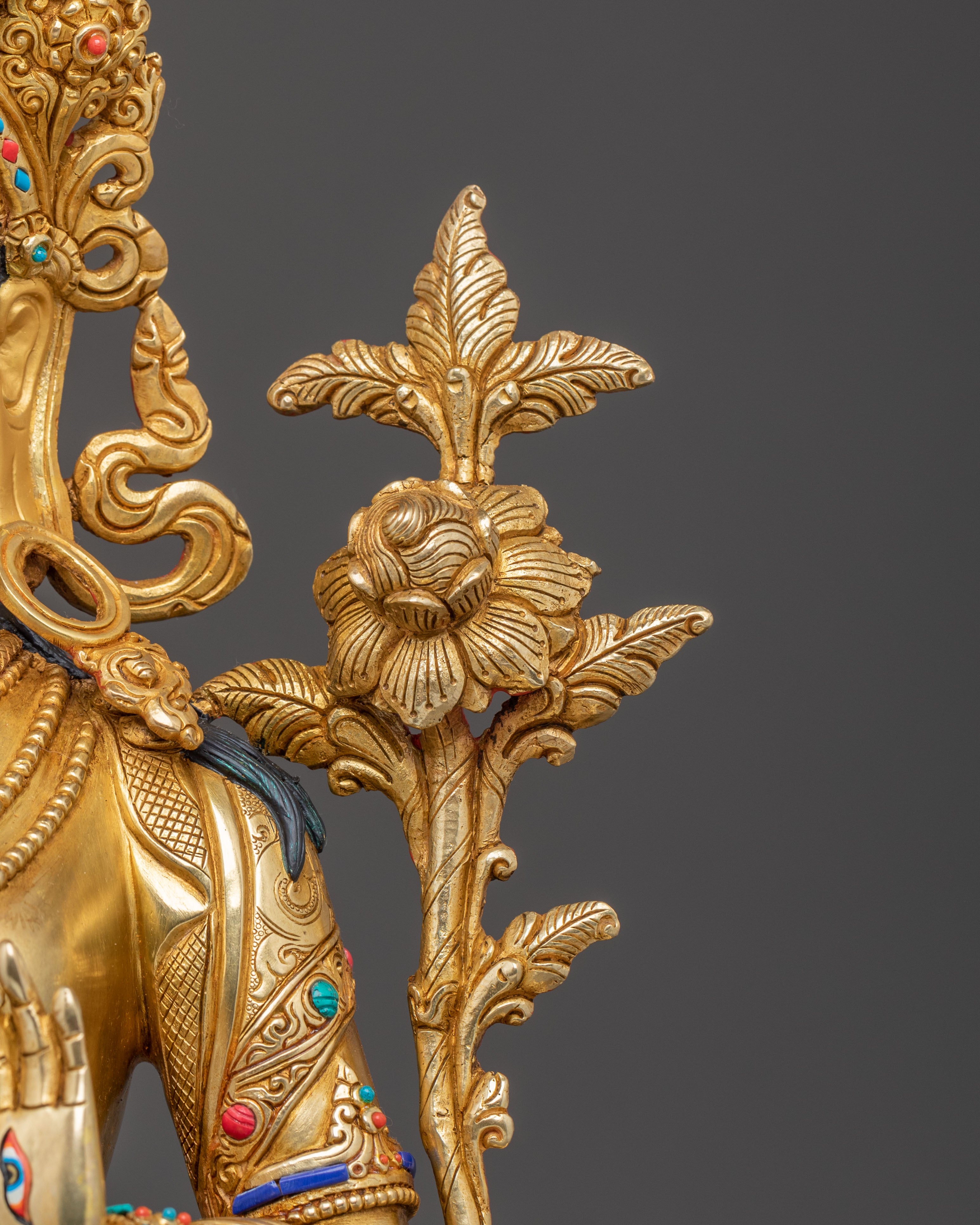 White Tara Divine Statue | Hand-Gilded Copper