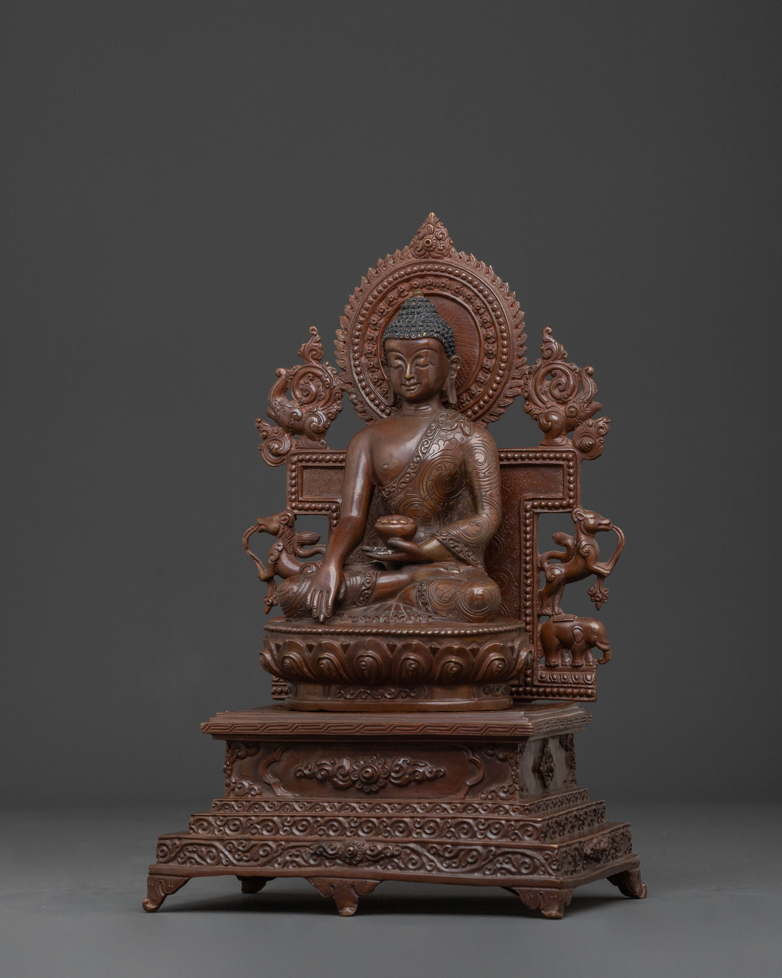 Shakyamuni Buddha Statue | Oxidized Copper Figure