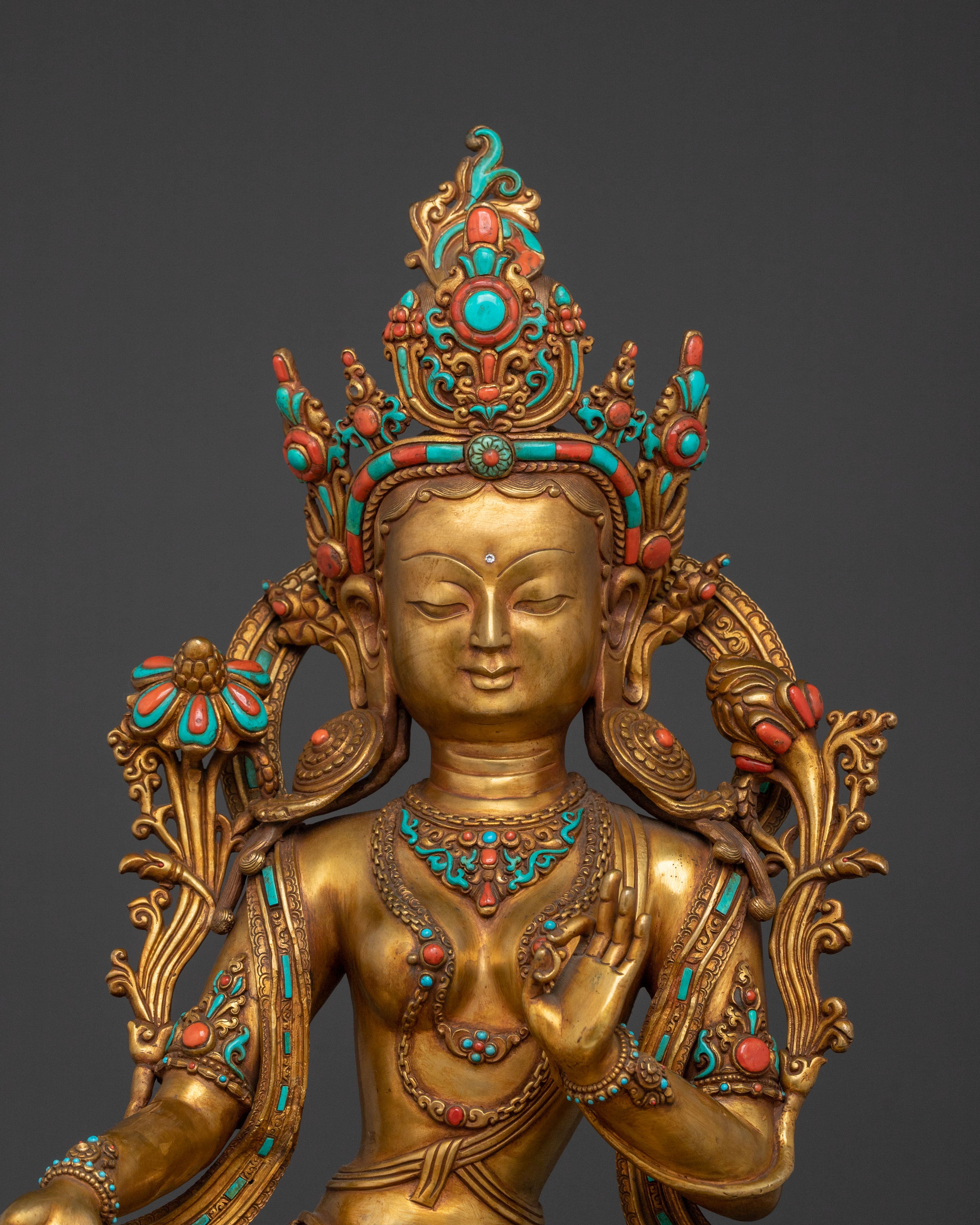Green Tara Himalayan Buddhist Statue | Goddess of Protection & Healing