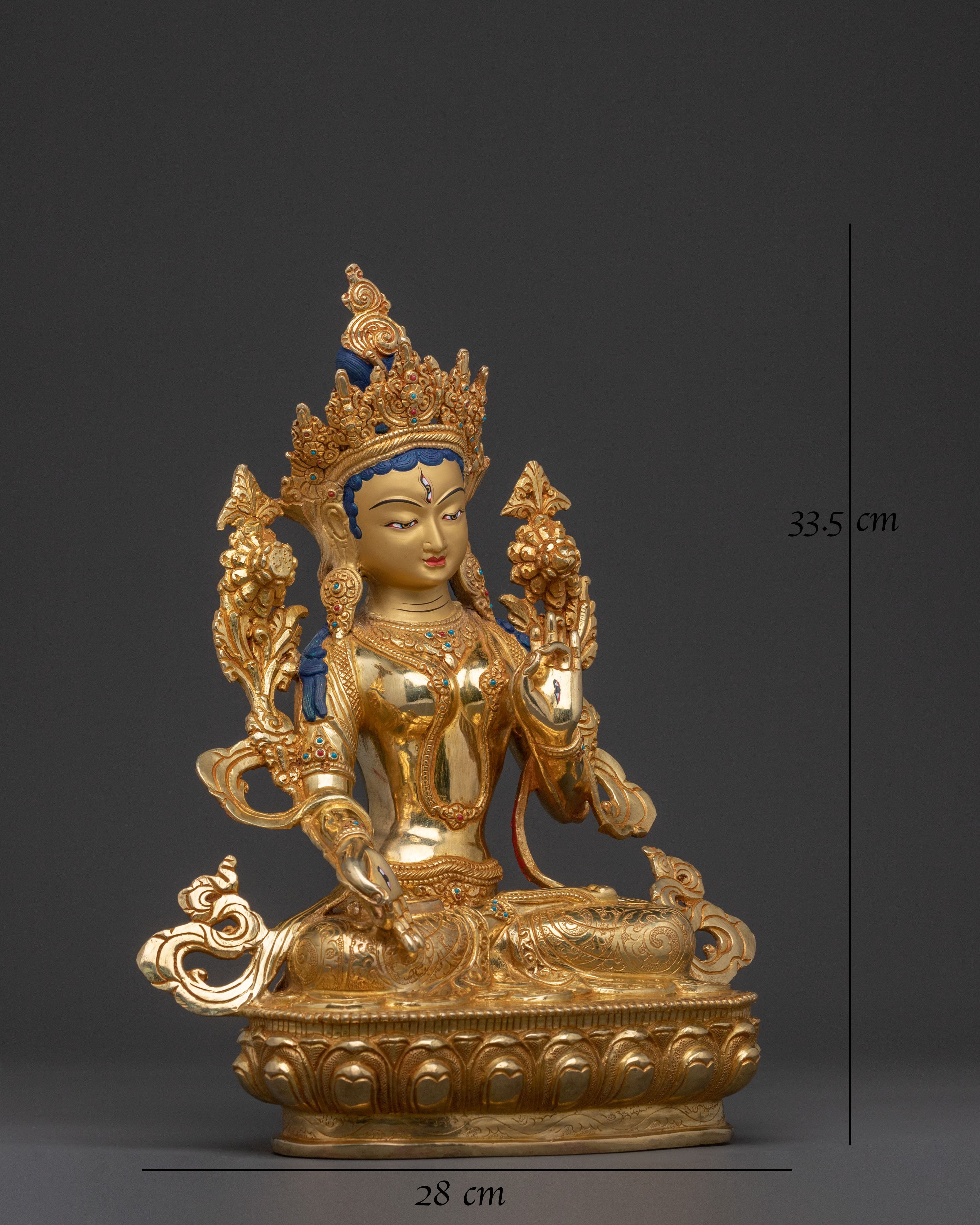 Sacred 24k Gold Gilded Copper White Tara Statue