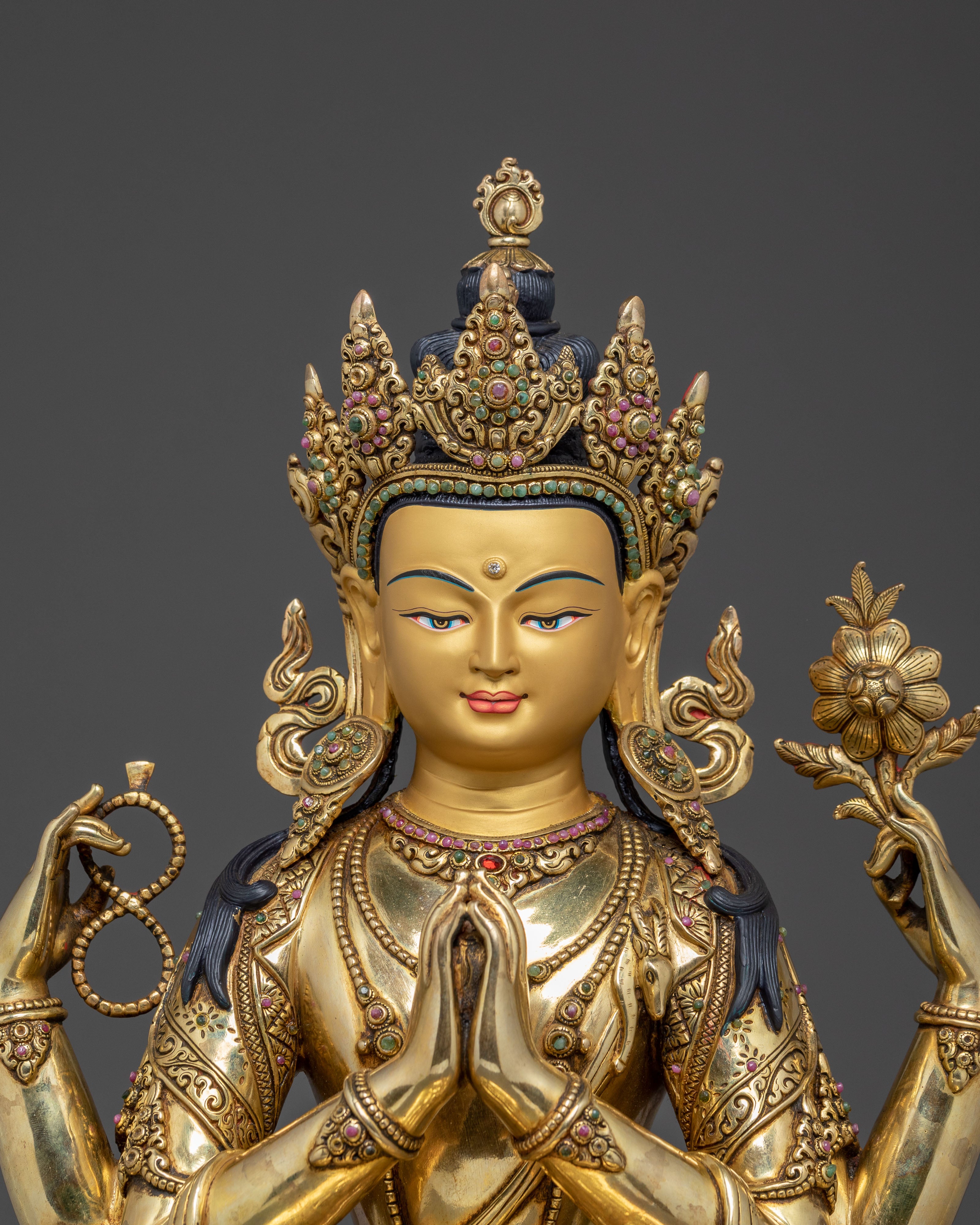 Peaceful Chenrezig Buddha Statue | Hand-Gilded Serenity